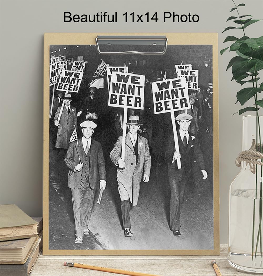 Vintage Prohibition Beer Poster LARGE 11x14 - Unique Wall Art Decor for Home, Bar, Cafe - Funny Saying Retro Art Print - Bar Room Decor - Vintage Decorations - Bar Art - Retro Decor - Funny Saying
