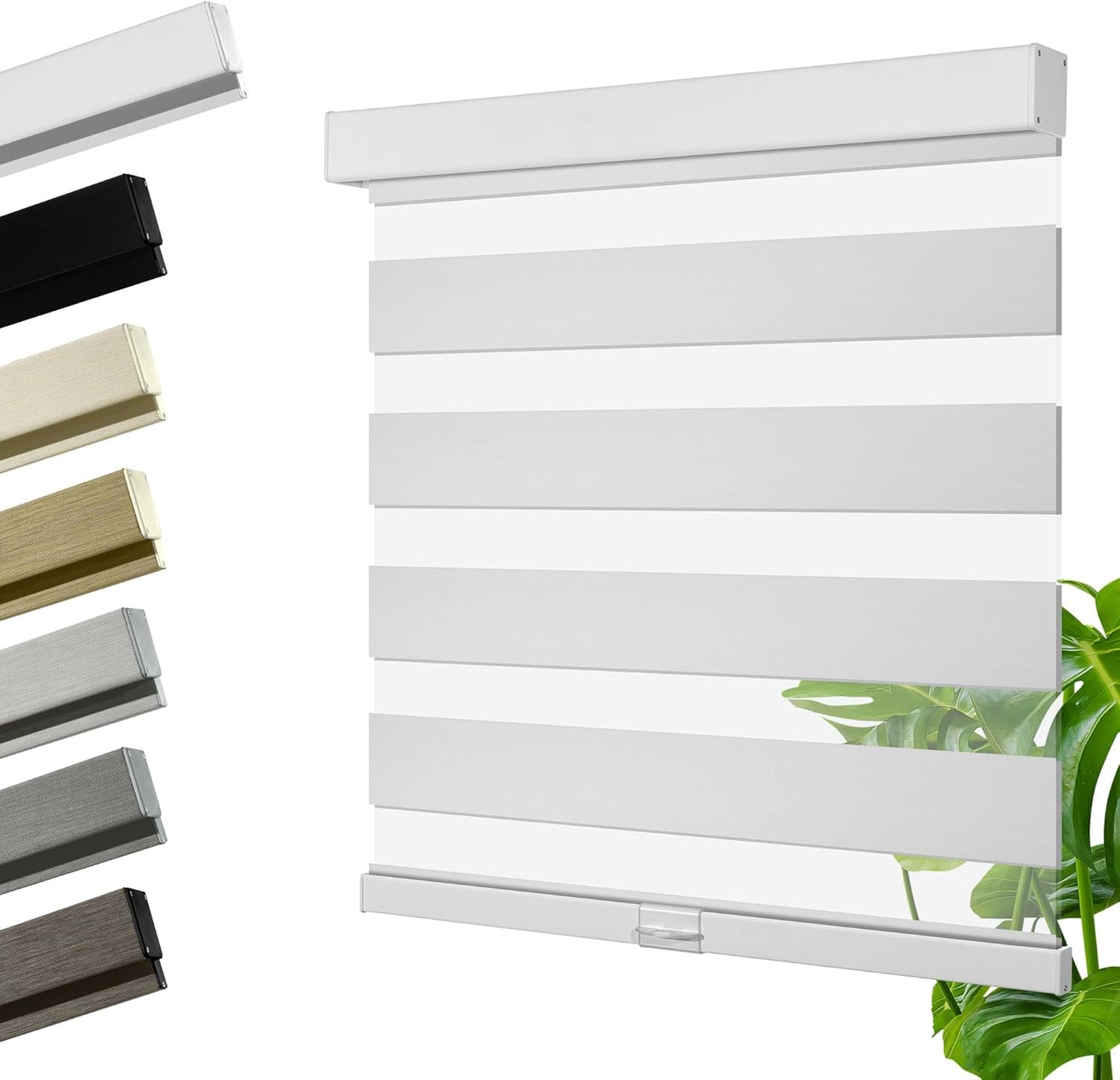 Cordless Zebra Blinds for Windows, Blackout Interior Blinds,Easy to Install,UV Protection,for Offices and Home,Custom Roller Shades, Solid White, 54" W x 72" H
