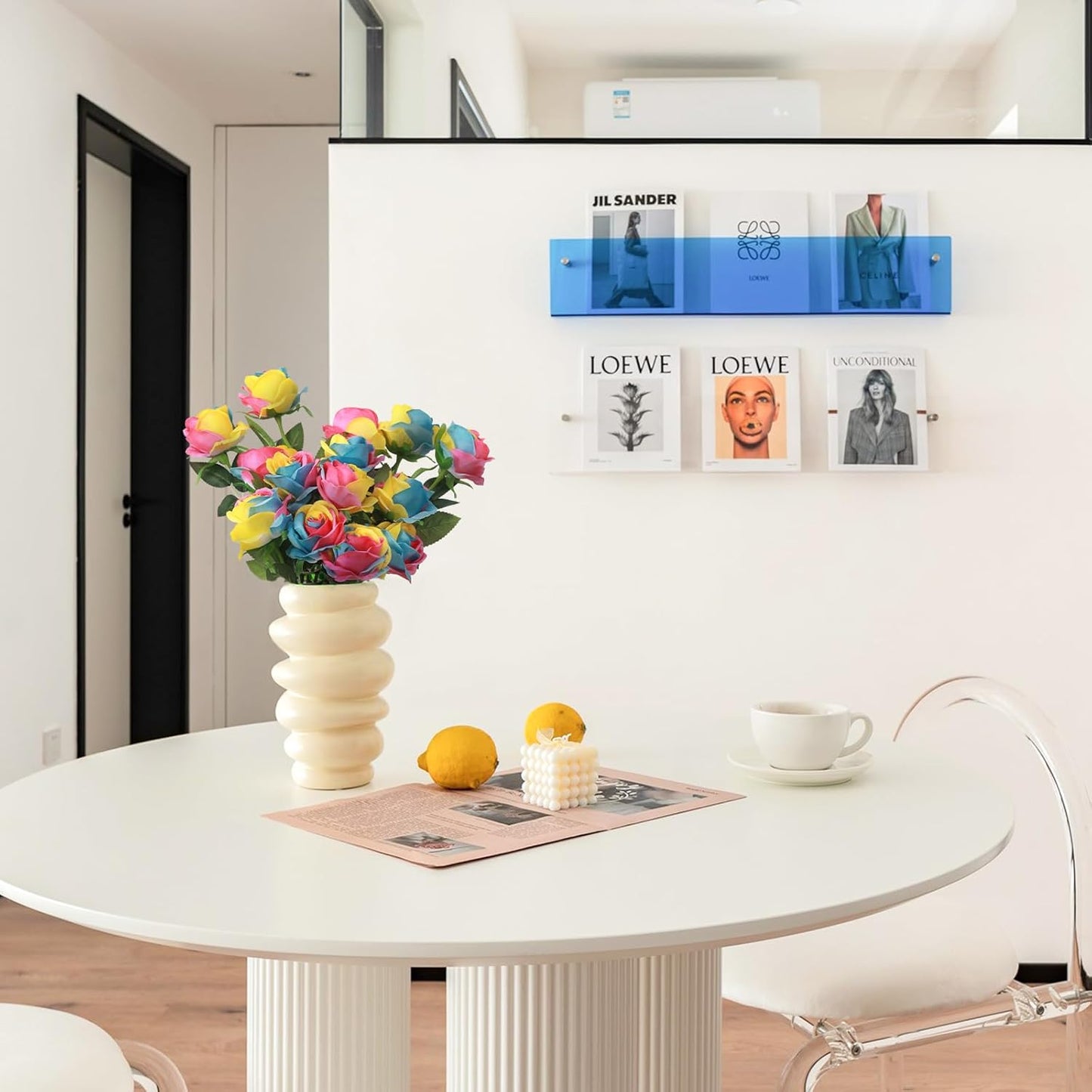 Rainbow Fake Roses Artificial Flowers - 10 Pcs Fake Artificial Roses Silk Flowers with Stems for Home Wedding Hotel Office Centerpiece Decor（Rainbow2）