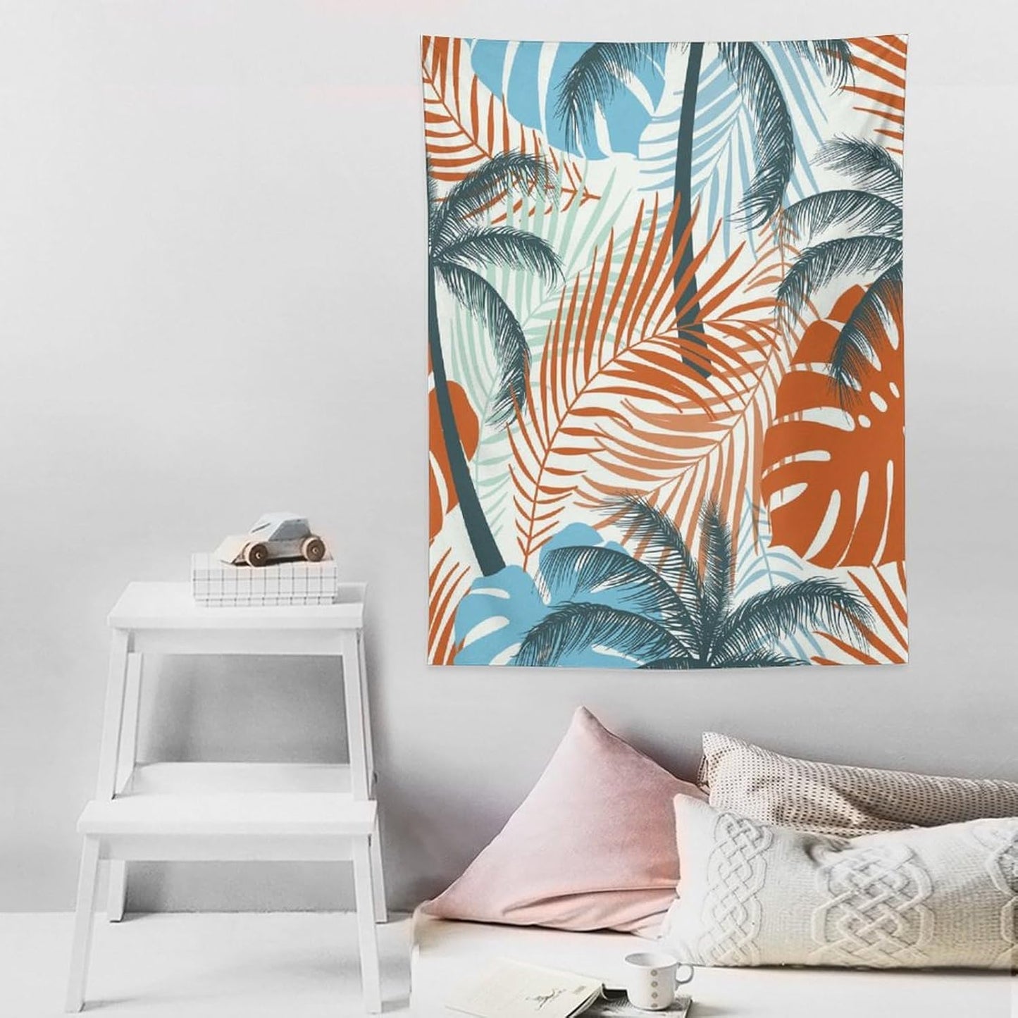 ICMOLYYENLO Palm Leaf Tapestry Wall Hanging, Tropical Leaves Plant Jungle Green Hawaiian Art Home Decor for Guest Bedroom Living Room Dormitory 50x60 Inch
