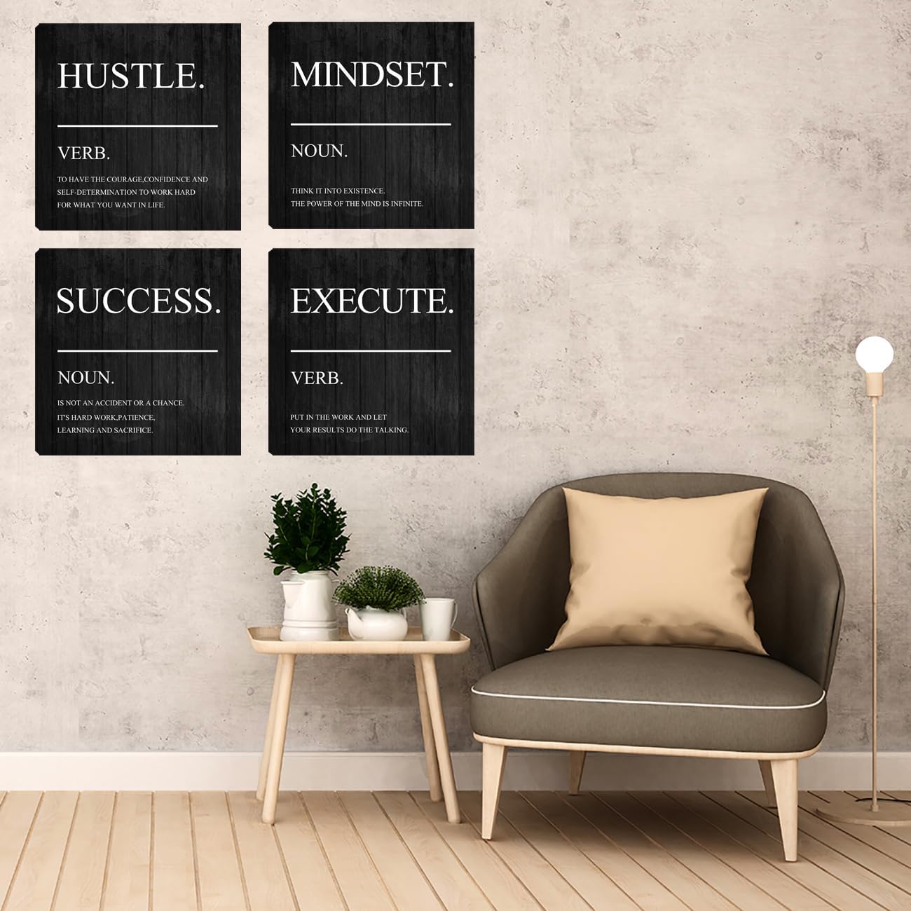 Motivational Wall Decor Canvas Framed Wall Art,Inspirational Office Quotes Canvas Home Decorations Wall Decor Artwork,Positive Quote Words Poster Wall Art for Company Living Room Bedroom 20”X20”X4
