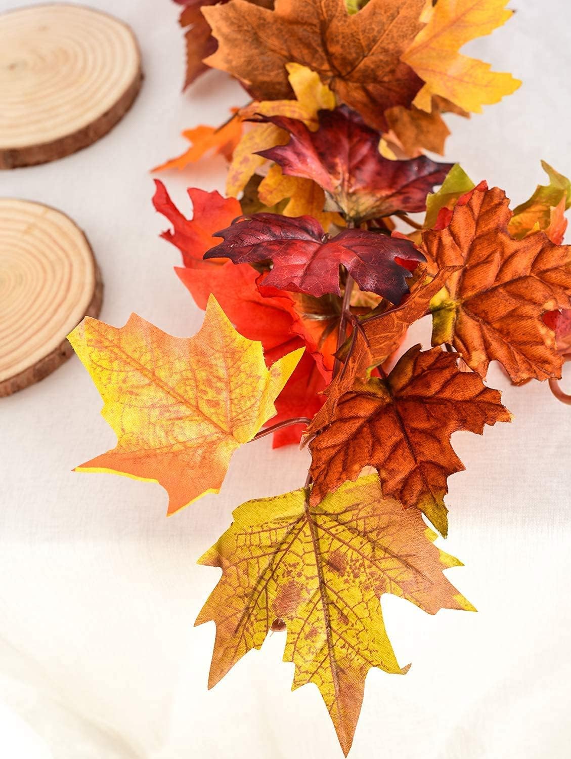 4 Pack Fall Maple Leaf Garland Artificial Maple Garland, Autumn Hanging Fall Leave Vines for Indoor Outdoor Wedding Thanksgiving Dinner Party Decor