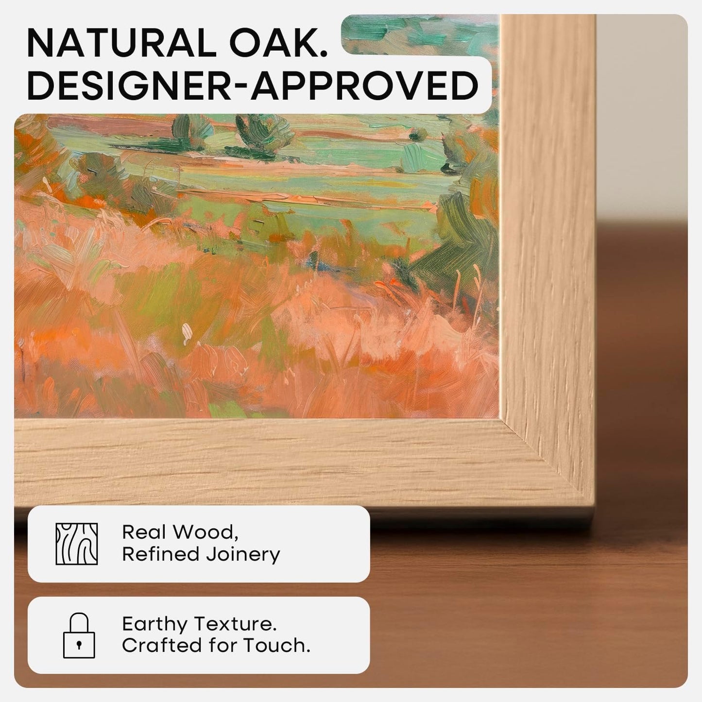 Homeforia 20x20 Wood Picture Frame, High End Natural Oak 20 x 20 Square Light Wooden Frames with Mat 16 by 16 inch Photo, 20by20 Poster Frames Matted to 16x16 Print, Tempered Glass, Wall Kit, Set of 1