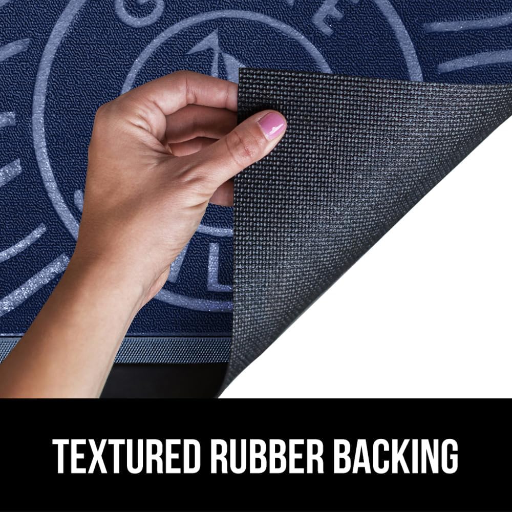 GORILLA GRIP 100% Waterproof All-Season WeatherMax Doormat US Designed Natural Rubber, Stain and Fade Resistant, Low Profile Indoor Outdoor Door Mats, Easy Clean Patio Mat, 17x29, Blue Sailing