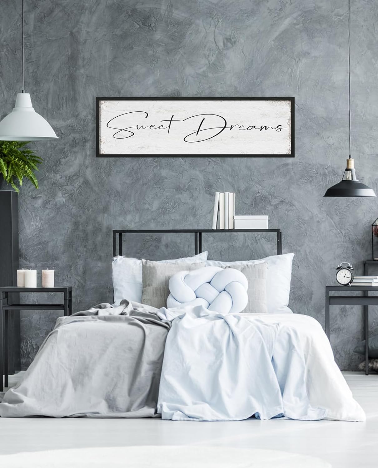 Sweet Dreams Sign Bedroom Decor: Sweet Dreams Wall Decor Above Bed Large Farmhouse Guest Room Hanging Plaque Framed Wall Art for Over Bed 12" x 40"