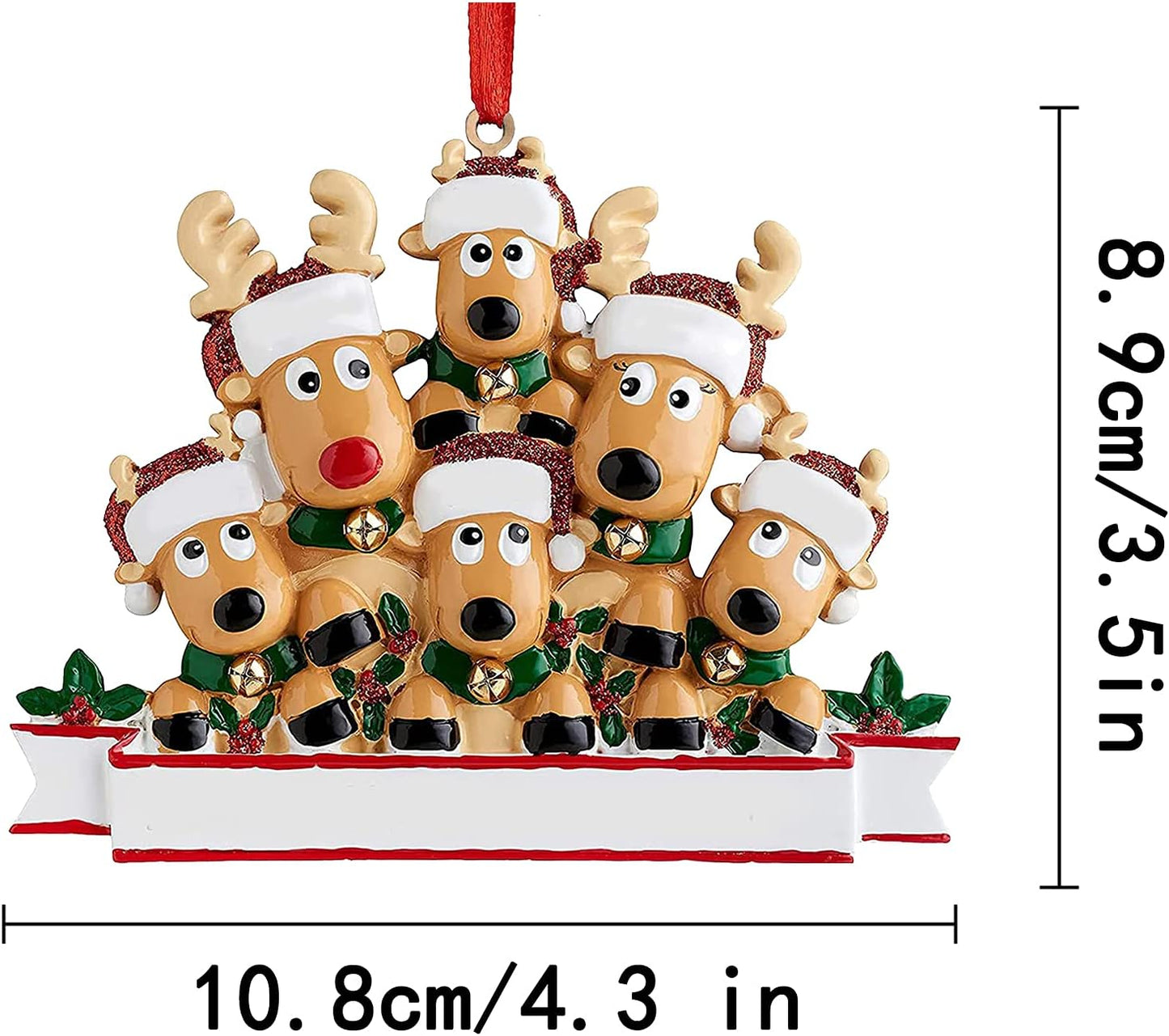 Personalized Deer Christmas Ornaments 2025 Family of 2,3,4,5,6,7,8 Custom Name Reindeer Xmas Ornament with Text,Customized Christmas Decoration Gifts - Family of 8