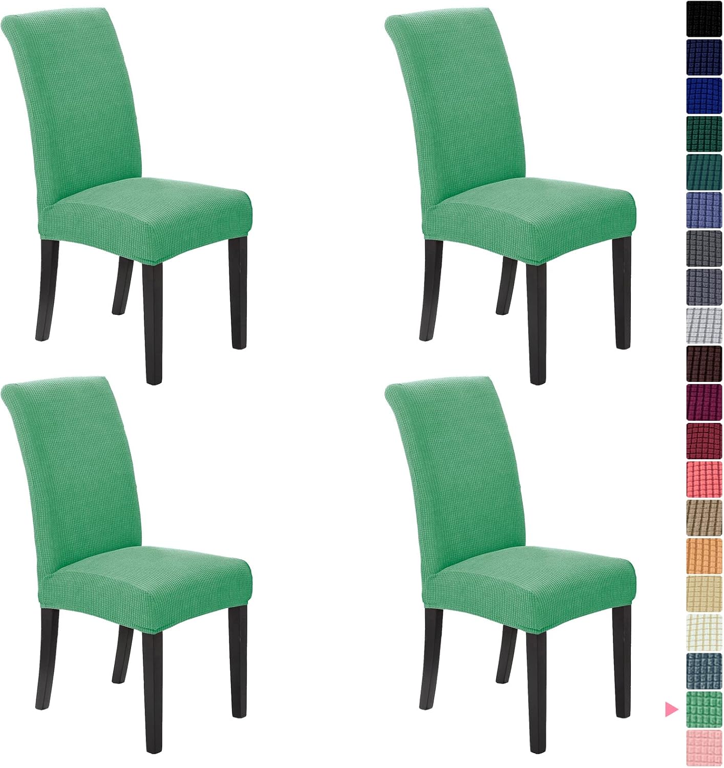 Howhic Chair Covers for Dining Room Set of 4, Stretchy Dining Chair Covers, Textured Jacquard Kitchen Chair Slipcovers, Classy Decor for Home and Banquet (Sage, 4 Pack)