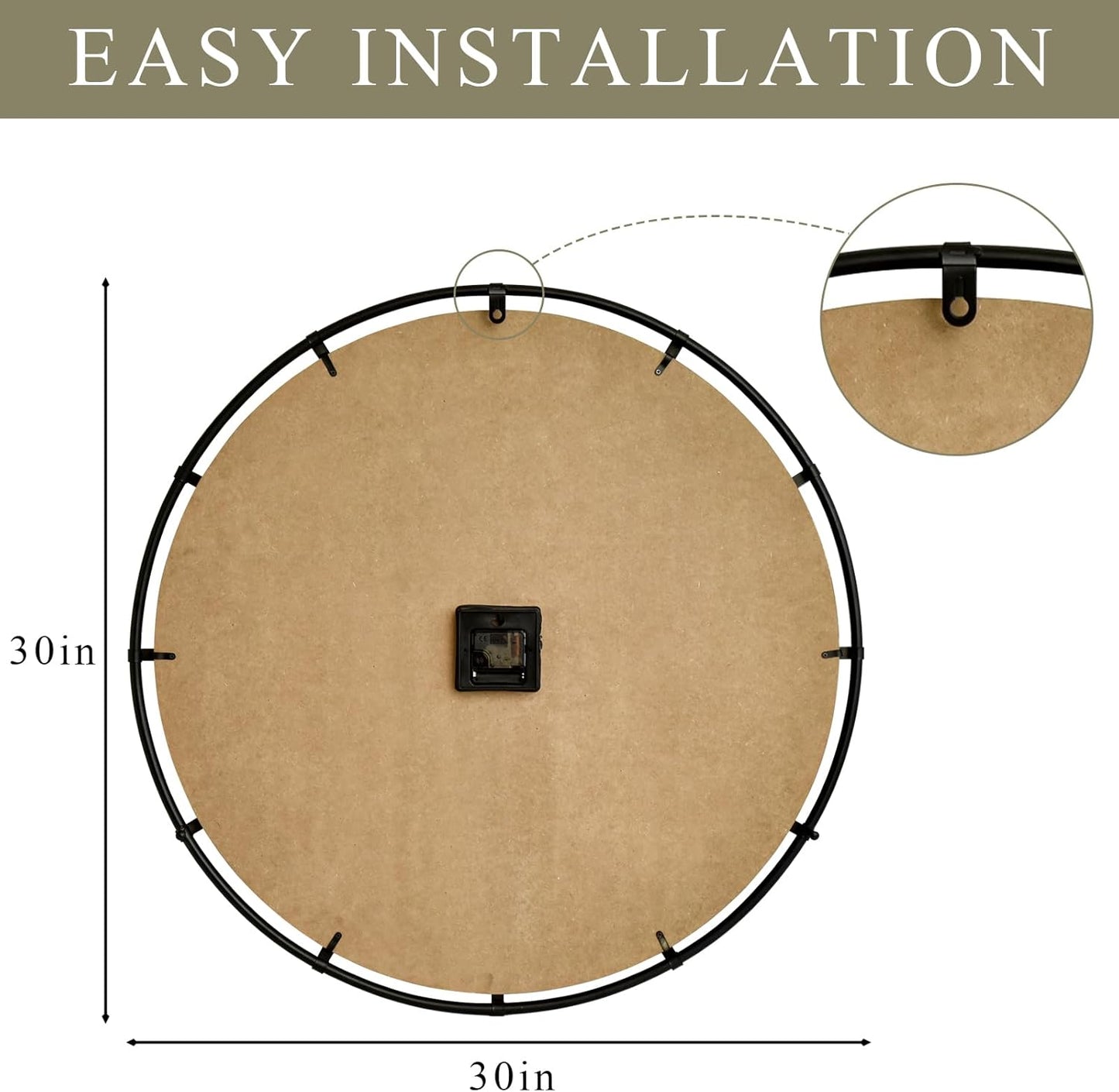 Farmhouse White 24 Inch Wooden Large Wall Clock, Silent Non-Ticking Quartz Movement, Battery Operated Modern Rustic Clock for Living Room, Kitchen, Office, Home Decor