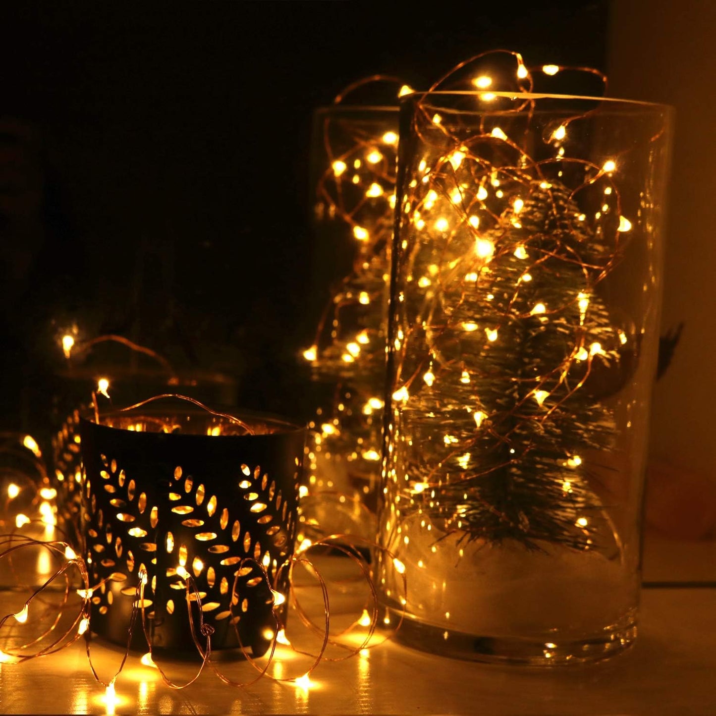 OakHaomie [6-Pack] 7Feet Starry String Lights,Fairy String Lights 20 Micro Starry LEDs On Copper Wire, 2pcs CR2032 Batteries Included,DIY Wedding Centerpiece,Party,Christmas Table Decor (Amber)