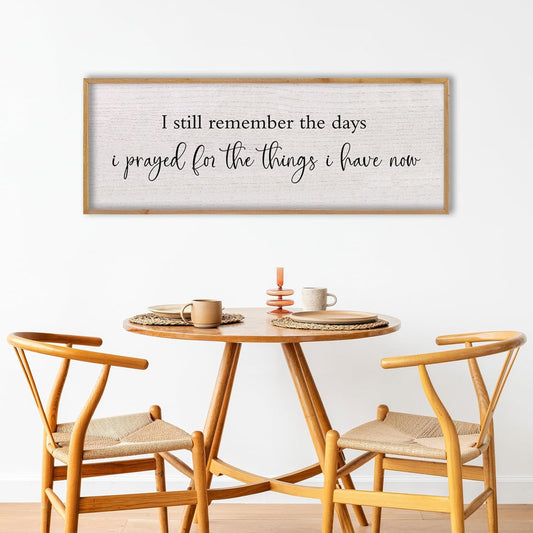 LuZhiQiang I Still Remember The Days I Prayed Sign Bible Verse Christian Wall Decor 40"X15" for Scripture Religious Family Living Room Holy Catholic God Jesus Christ Prayer Home Wall Art (Wood)