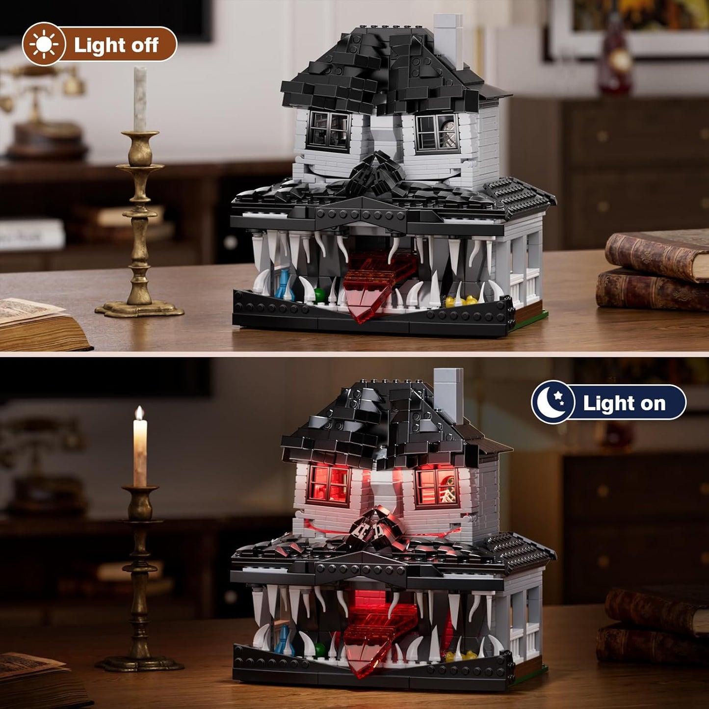 Monster House Building Block Set, Horror Haunted House Film Creative Toys Set with Light Compatible with Lego, Gift Decoration for Fans 12+ Boys Girls Adult in Halloween Birthday(750 PCS)
