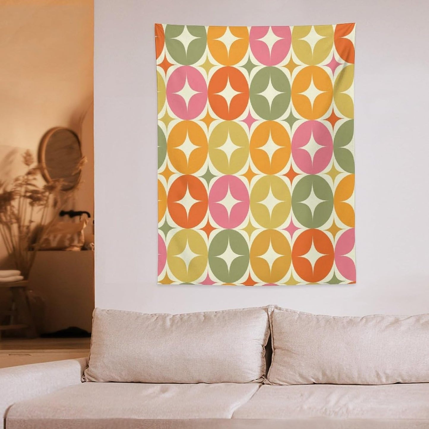 ICMOLYYENLO Abstract Cat Tapestry, Medieval Abstract Atomic Star Cat Vintage Home Wall Hanging Art Tapestry for Bedroom Living Room Dormitory 50x60 Inch