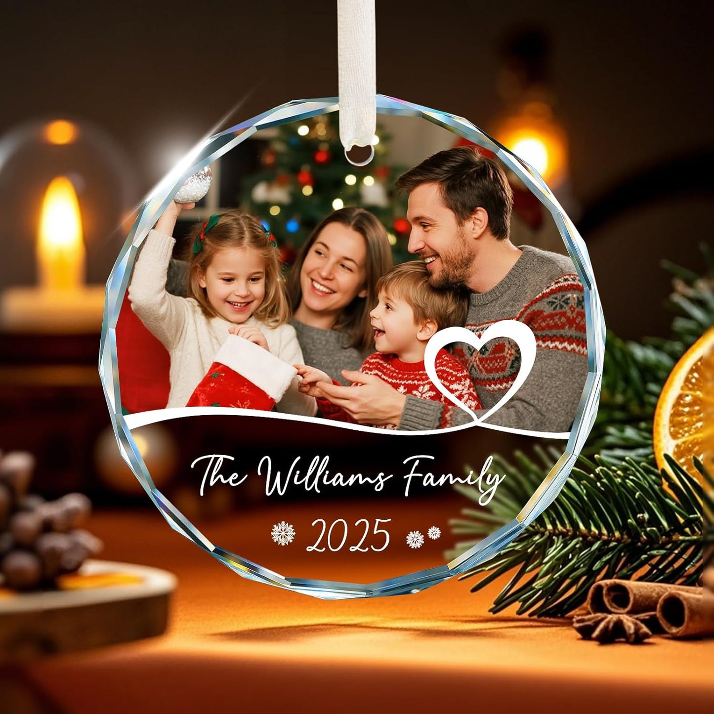 Personalized Family Ornament 2025, Photo Ornaments for Tree Decorations, Wedding Gifts for Couples, Customized Gifts for Mom, Dad