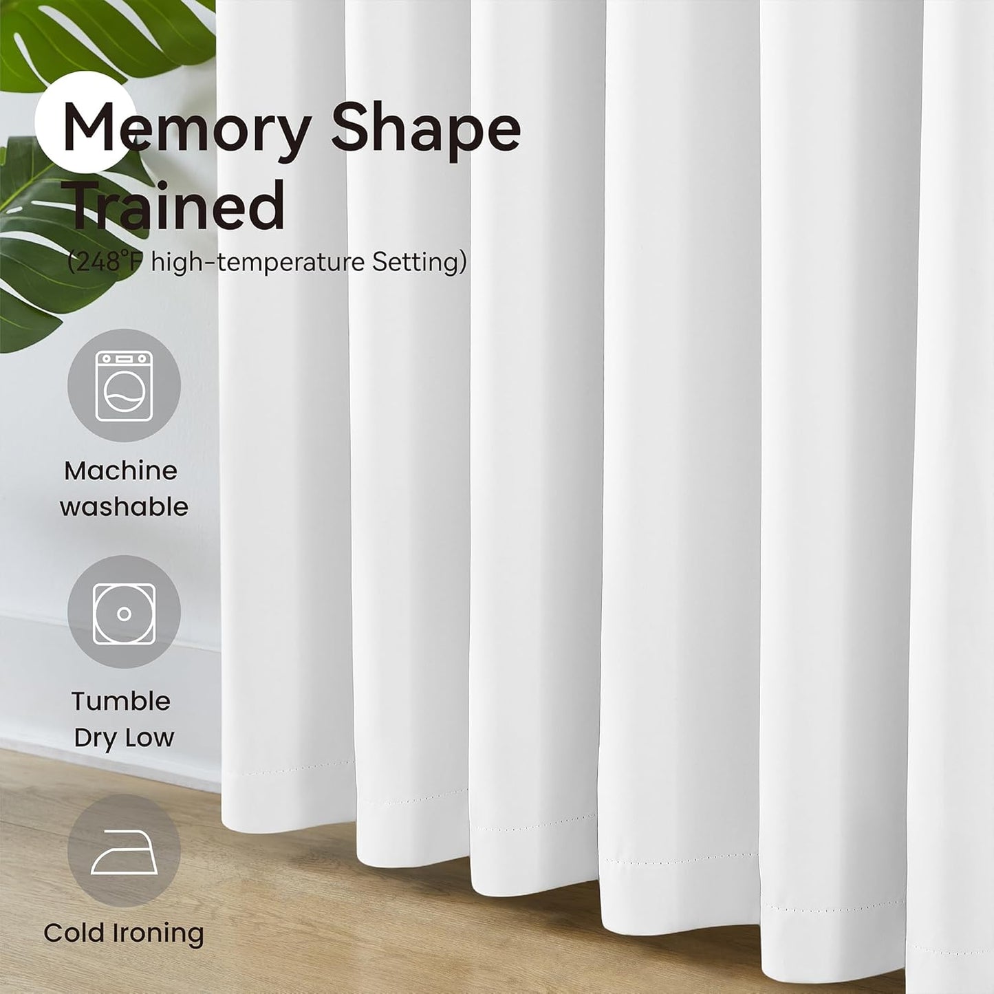 KangBang 2PCs White Pinch Pleat Wide Drapes for Sliding Door 60Wx105L Inches, Room Darkening Privacy Assured Polyester Curtains & Drapes Ceiling to Floor for Locker Room Living Room Basement