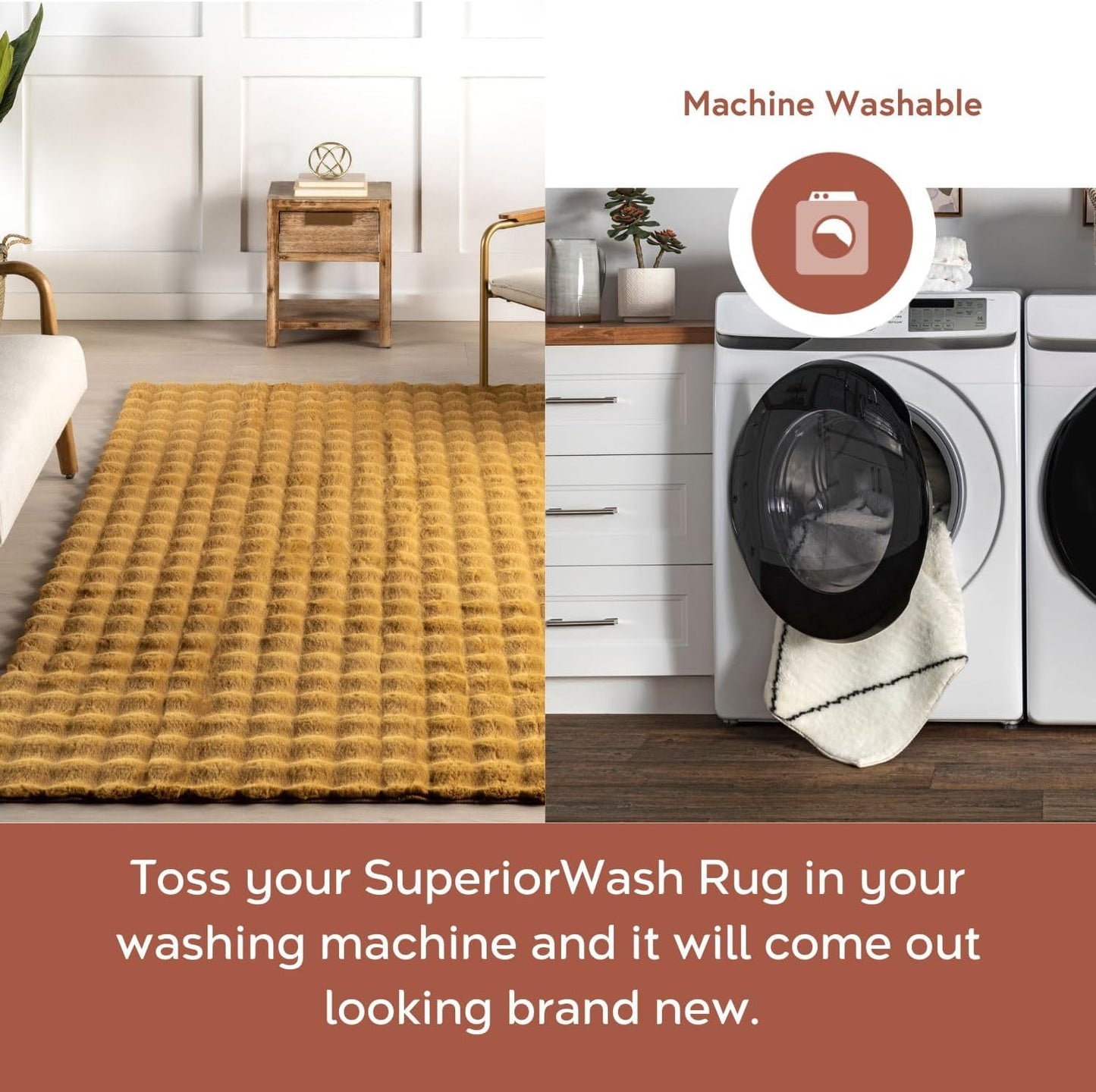 nuLOOM Jeni Checkered 7'6" x 9'6" Machine Washable Area Rug for Living Room Bedroom Dining Room Kitchen, Gold