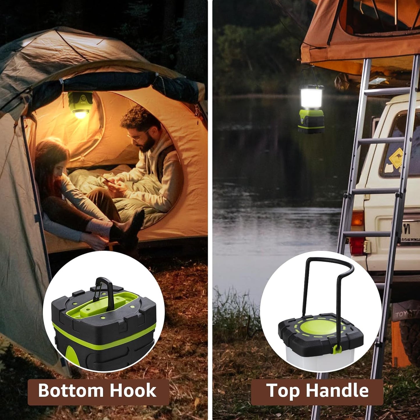 Lepro 1500LM Battery Powered LED Camping Lantern, Waterproof Tent Light with 4 Light Modes, Camping Essentials, Portable Lantern Flashlight for Camping, Emergency Light, Power Outage, Not Rechargeable