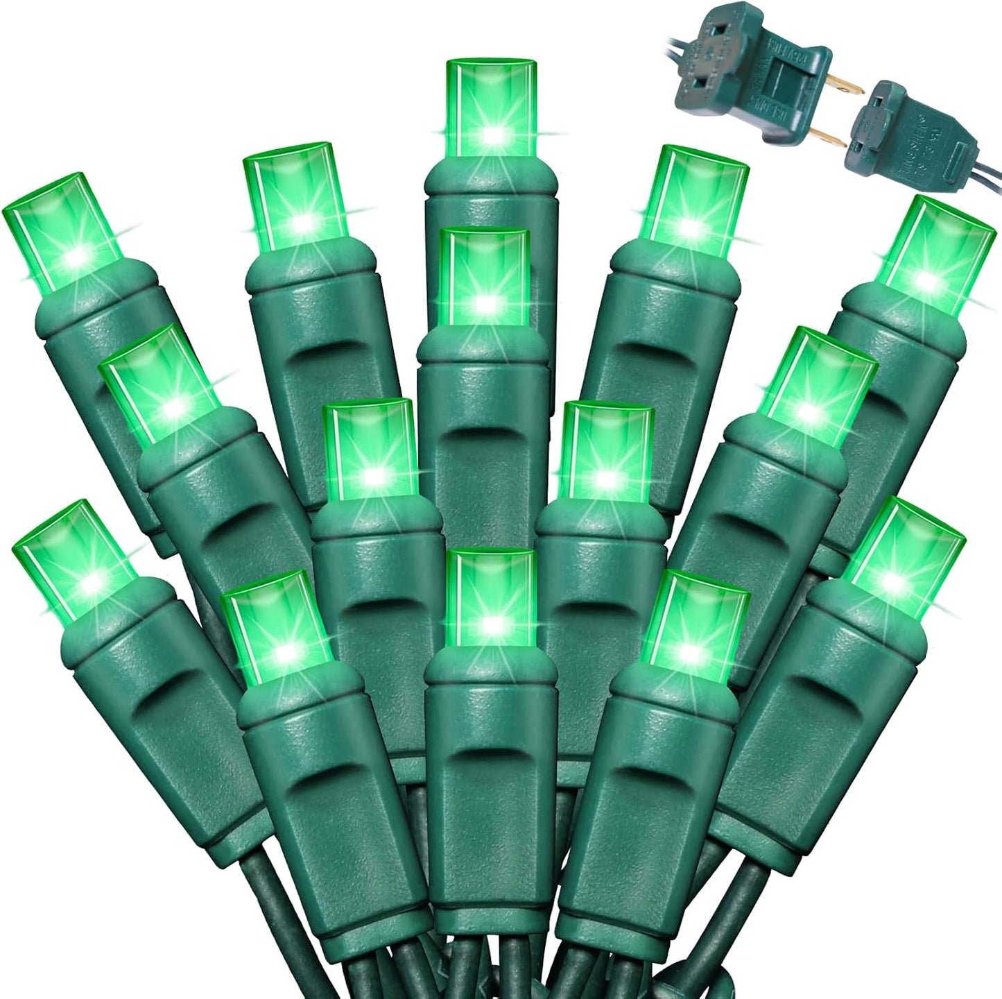 1200LED (24pk of 50L) String Lights, LED Christmas Lights, 6" SPACING,Green Wire, Green