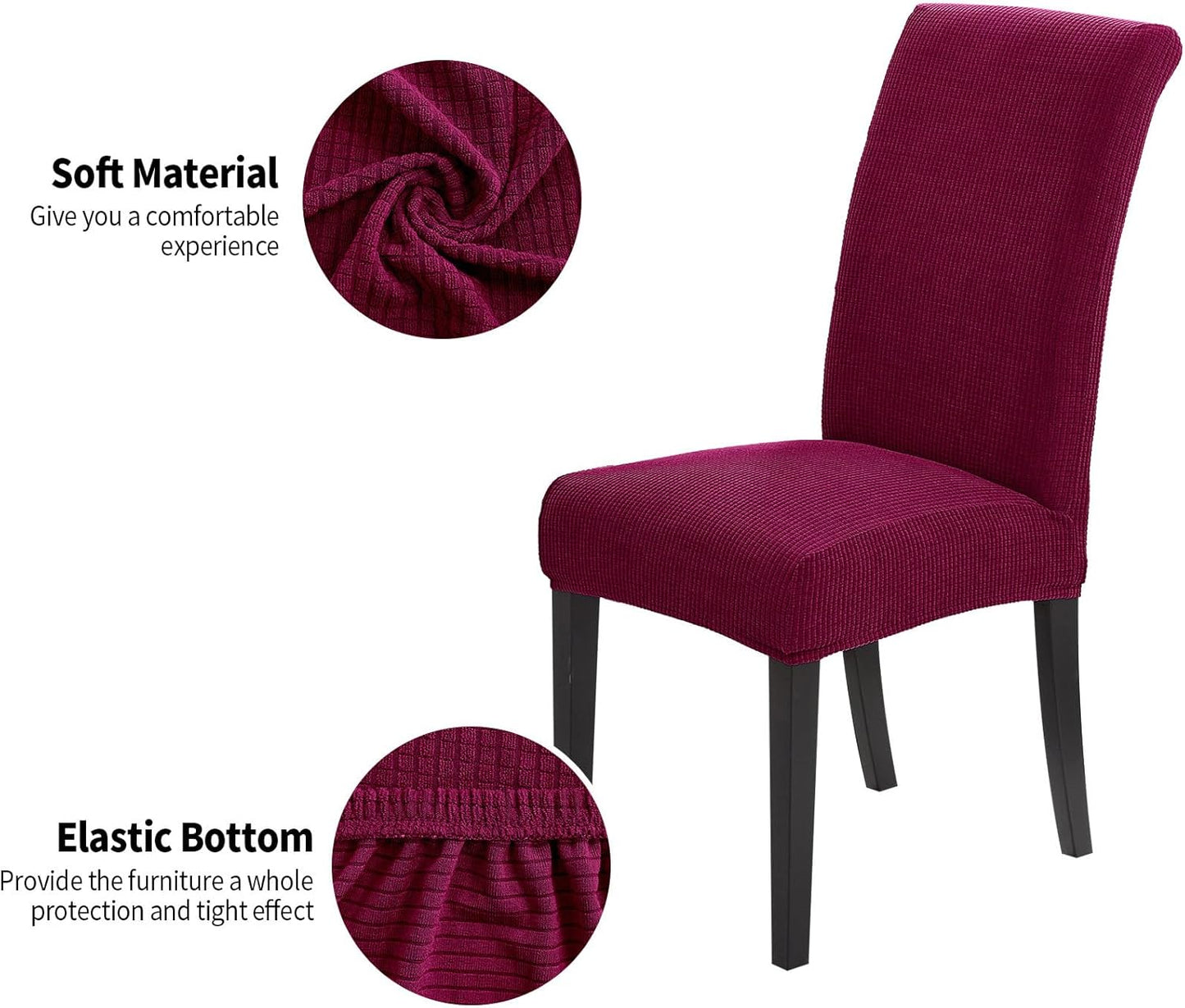 Joccun Chair Covers for Dining Room Set of 2,Dining Chair Slipcovers Stretch Dining Room Chair Covers Seat Protector,Washable Parsons Chair Cover for Home,Hotel(Wine Red,2 Pack)