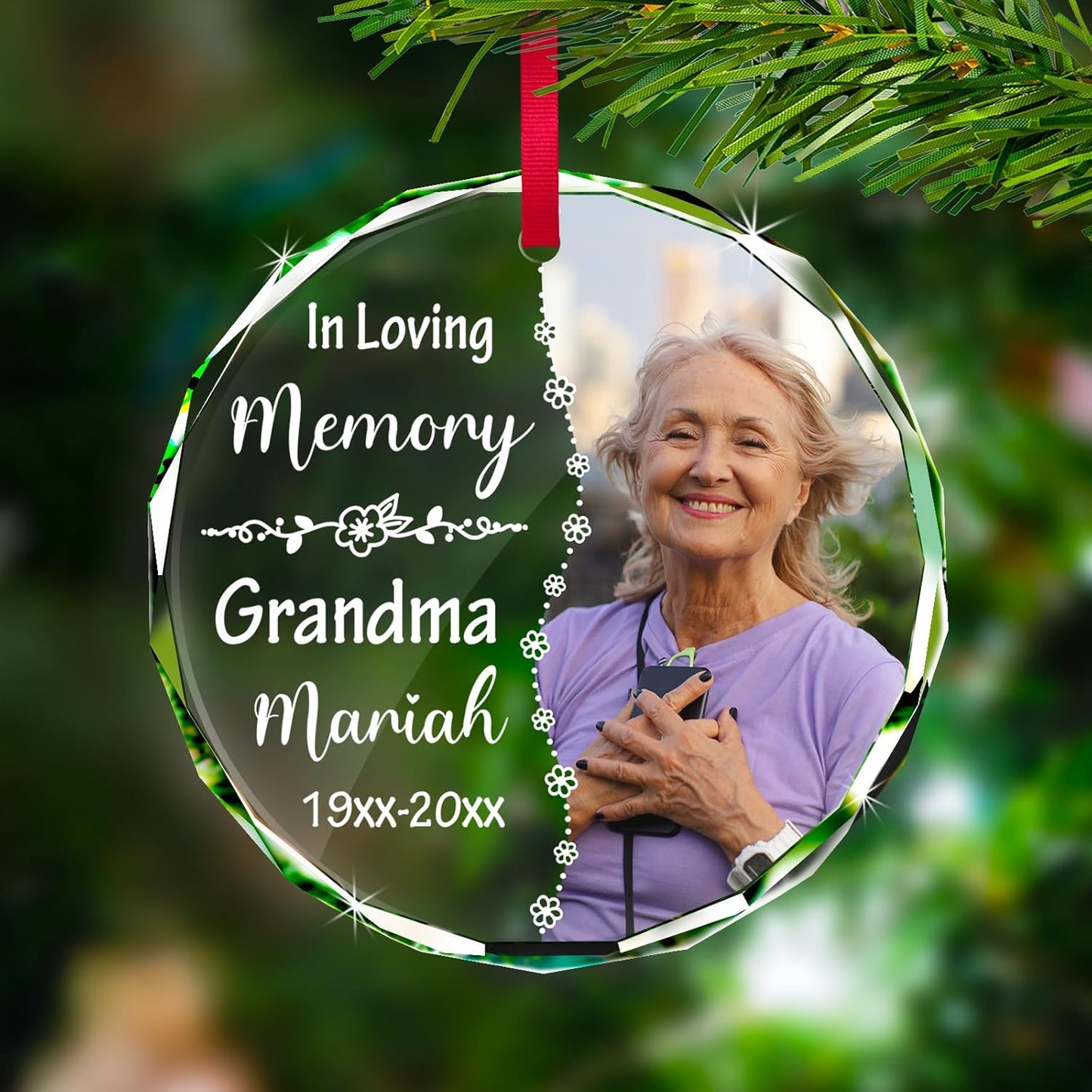 Personalized Christmas Ornament with Photo - Custom in Loving Memory Picture Ornaments, Customized Memorial Hanging Ornament, Sympathy Keepsake Gift for Loss of Loved One