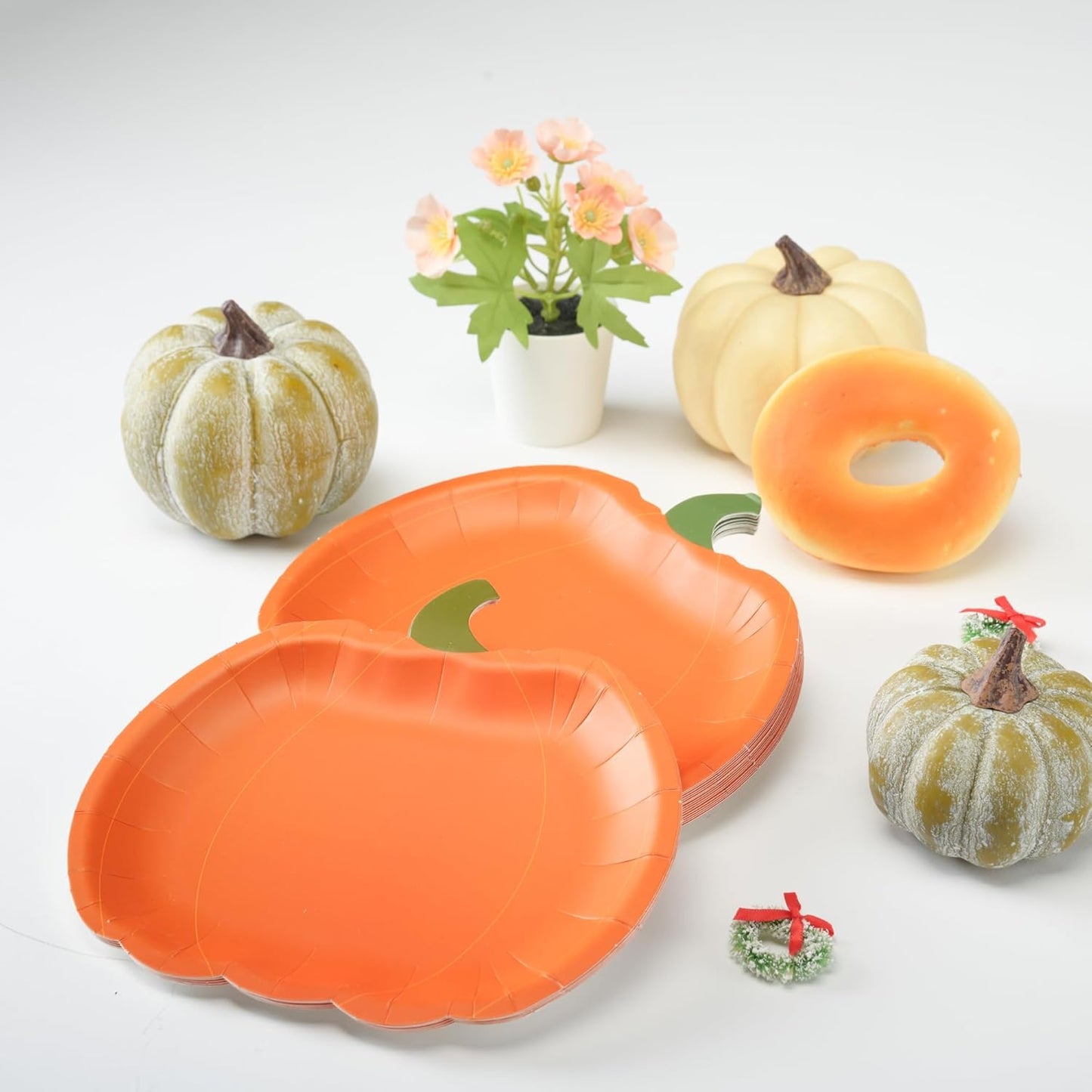 Cheerland Pumpkin Party Plates Fall Disposable Paper Plate Dessert Shaped Tableware for Summerween Birthday Baby Shower Halloween Classroom Autumn Harvest Thanksgiving Party Favor Decorations 48pcs