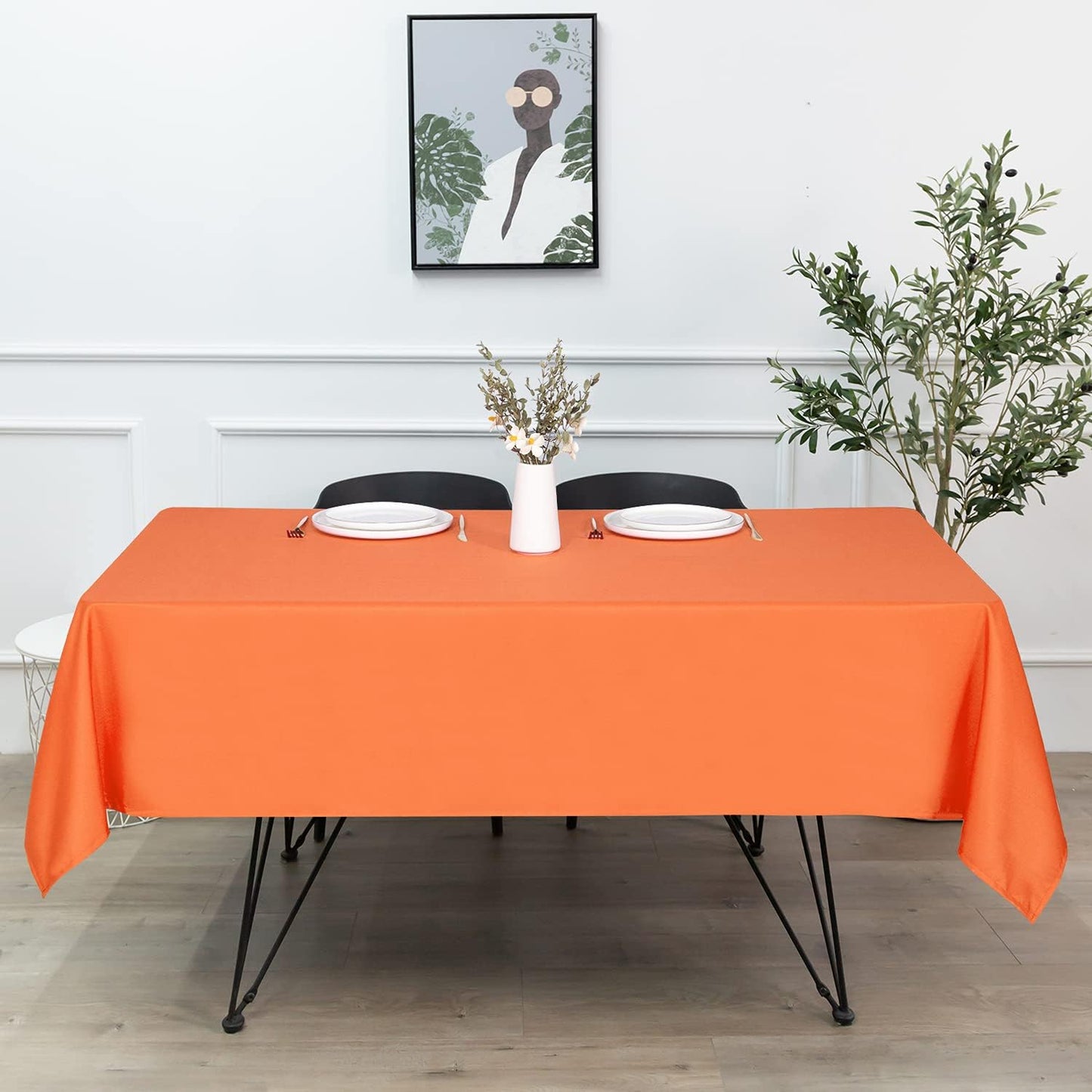 sancua Square Tablecloth - 70 x 70 Inch - Stain and Wrinkle Resistant Washable Polyester Table Cloth, Decorative Fabric Table Cover for Dining Tables, Buffet Parties and Camping, Orange