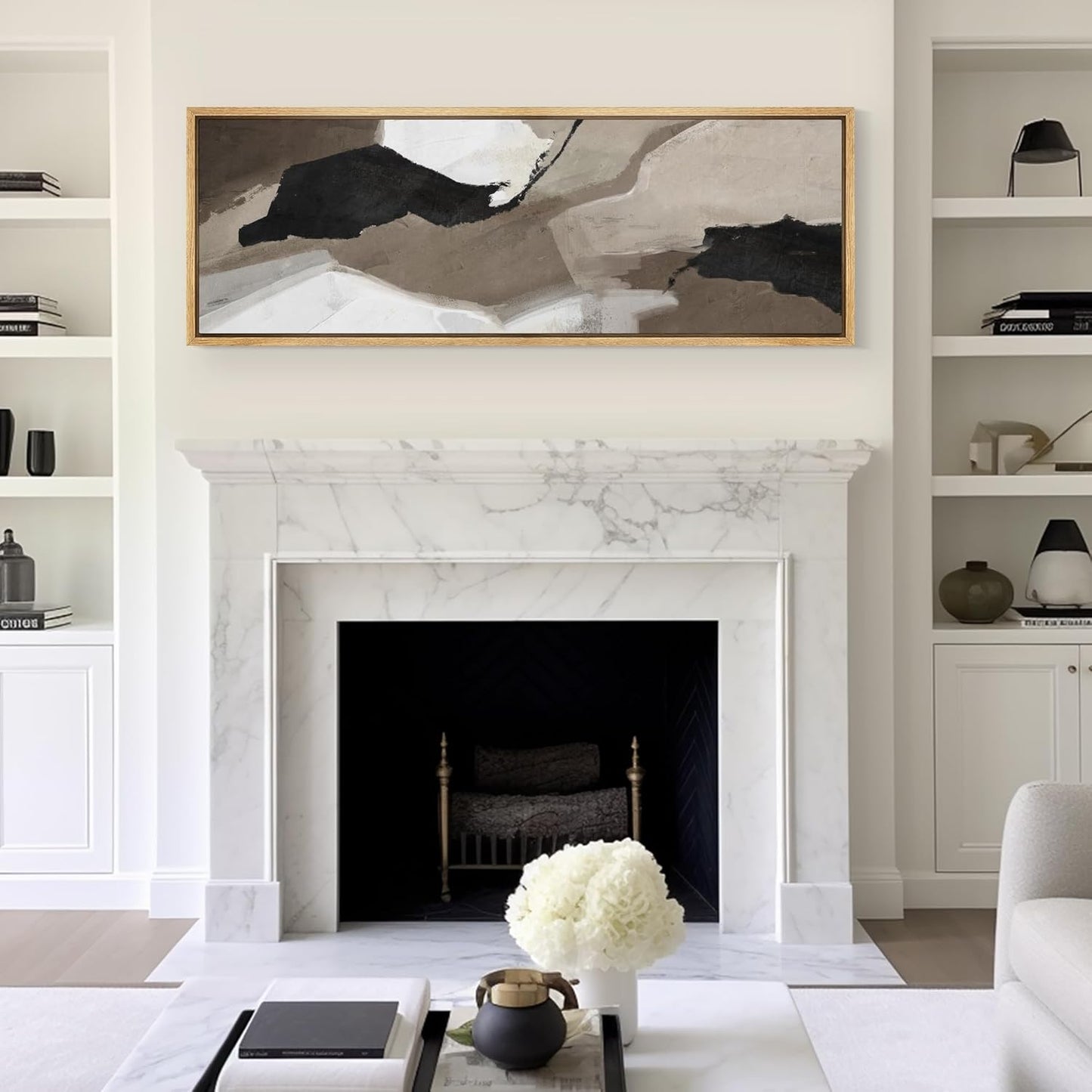 MUDECOR Large Framed Canvas Print Wall Art Abstract Earth Tones Illustrations Antique Retro Fine Art Illustrations Decorative Colorful for Bedroom - 60"x20"