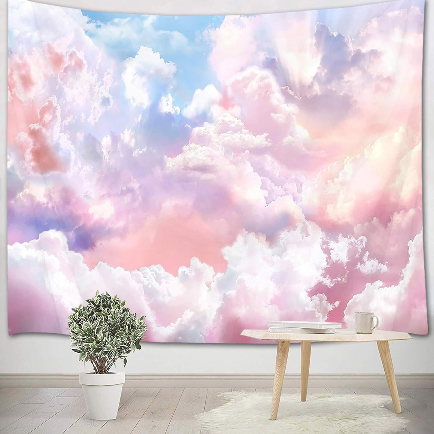 HVEST Pink Cloud Tapestry Colorful Abstract Clouds Natural Landscape Tapestries Wall Hanging for Bedroom Living Room Teen Dorm Indie Decor Poster Blanket,92.5x70.9 Inch