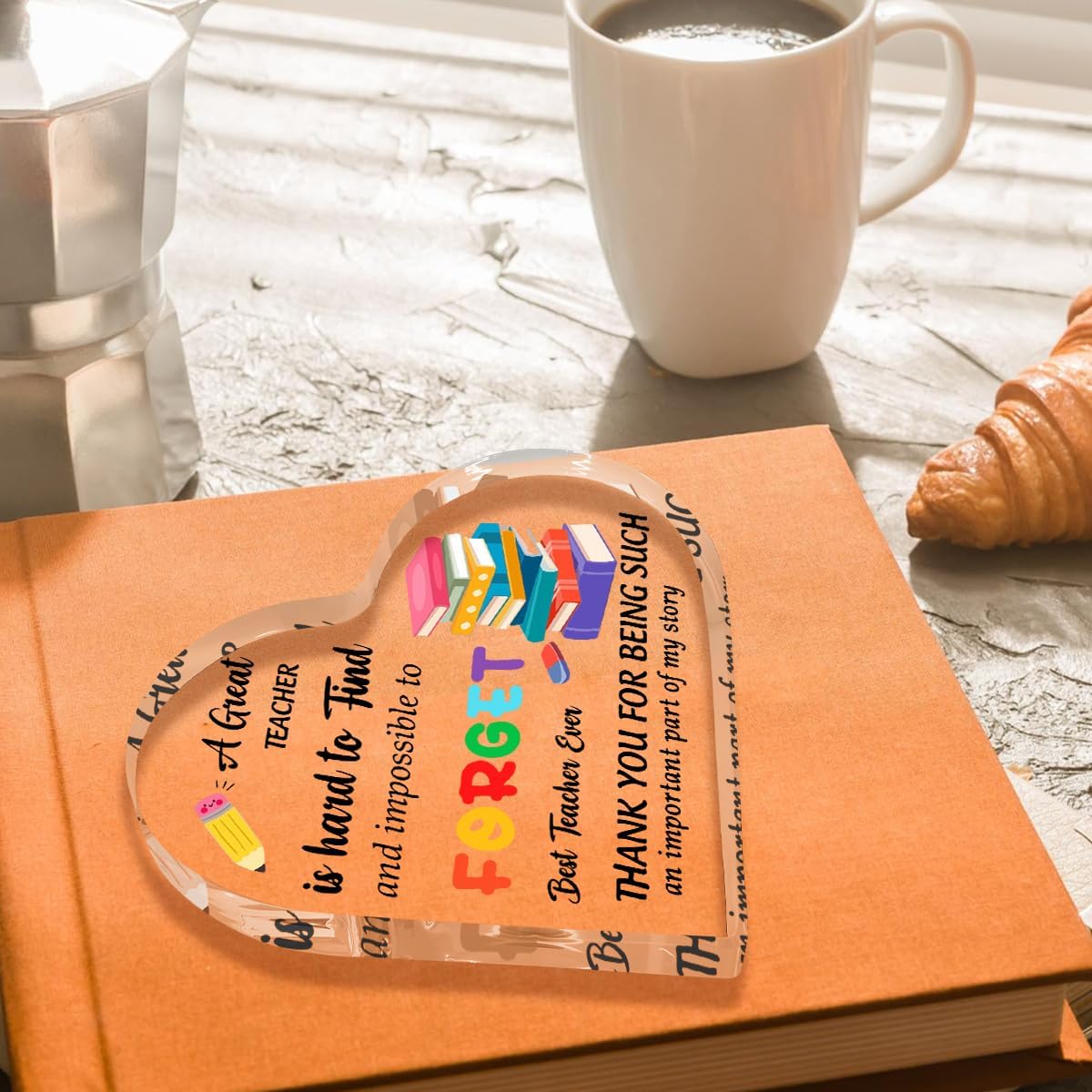 Teachers Day Graduation Season Opening Season Gifts Teacher Gifts Teacher Appreciation Gifts Best Teacher Gifts for Women Acrylic Heart for Her Coworker Friend Principal Educator Birthday Christmas