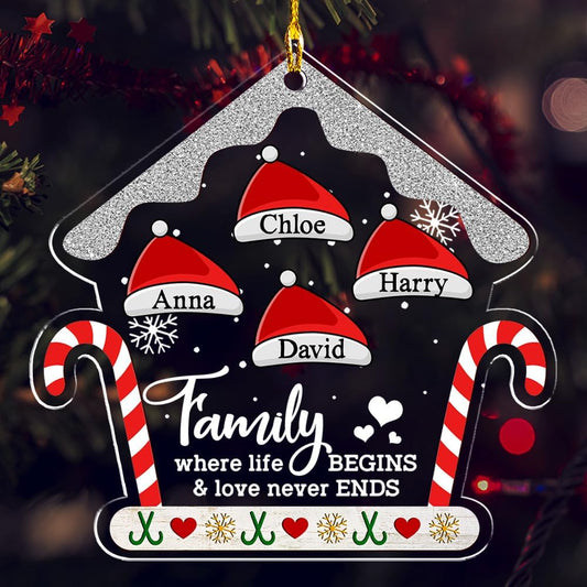 Personalized Chrismas Ornament 2025 - Love Never Ends, Custom Name Charms Family Members up to 10 People, for Family, Friends, and Loved Ones