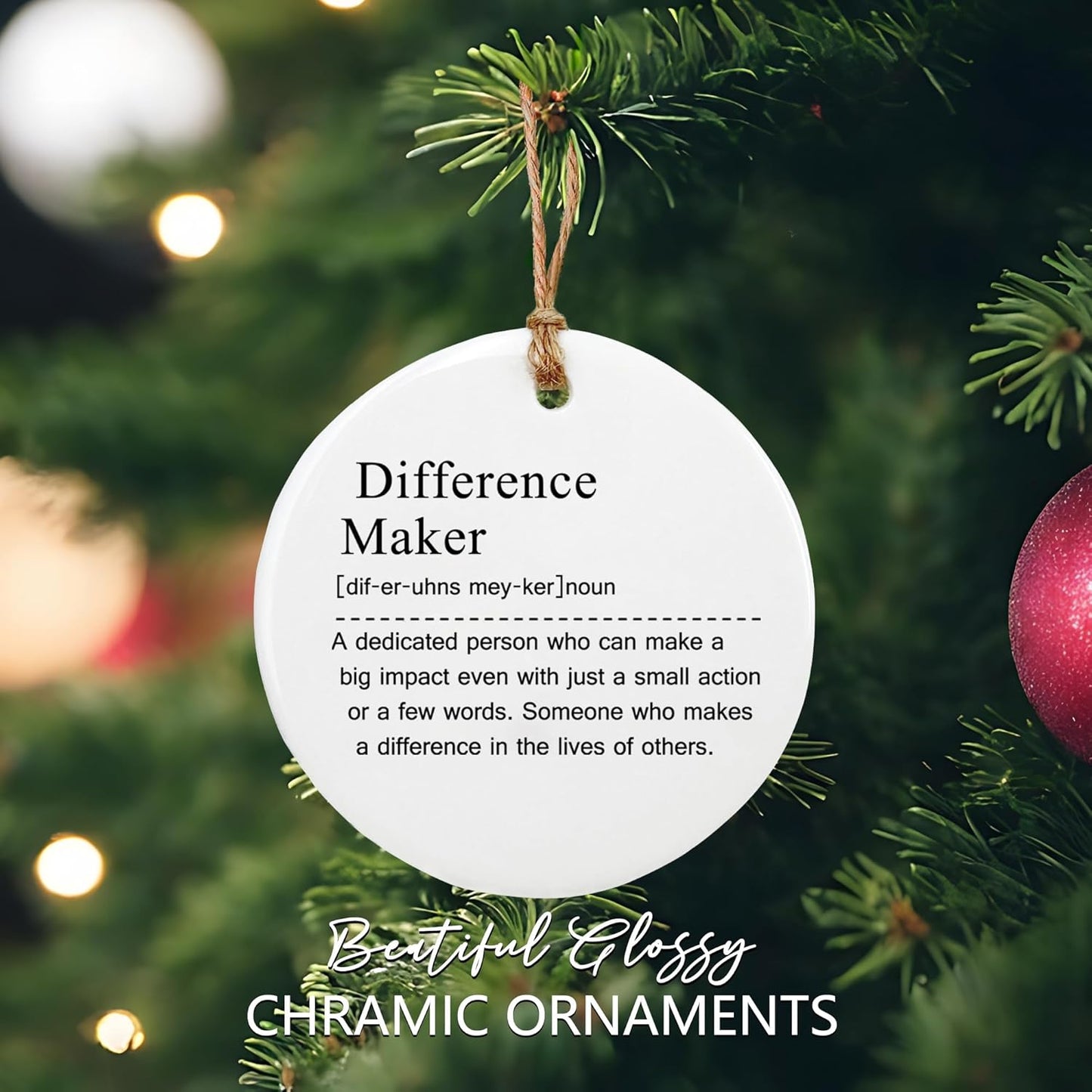 Thank You Gifts for Women Men - 10 Pcs Appreciation Gift for Teacher Boss Leader Coworker New Job Gifts Difference Maker Definition Decorative Ceramic Ornament Set