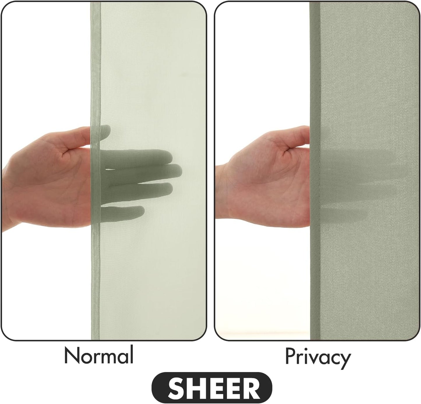 MIULEE Sage Green Privacy Sheer Curtains That Let Light in 84 Inches Long Non-See-Through Semi Sheer Curtain Light Filtering Window Curtains Drapes for Living Room Bedroom 2 Panels Set 42 X 84