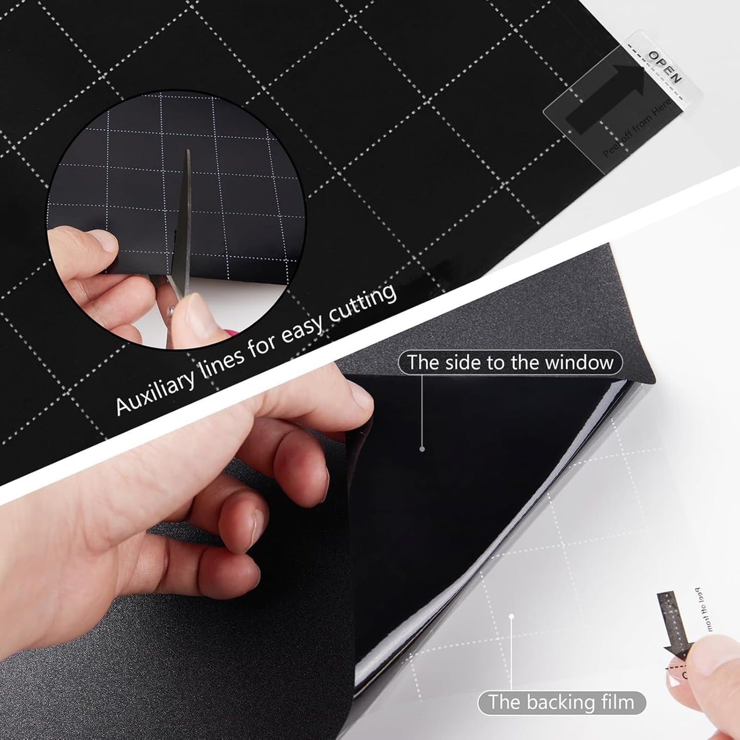 Kromapolis Blackout Window Privacy Film Total Light Blocking Room Darkening Window Covering, Removable Static Cling Frosted Glass Tint, Non-Adhesive, Black 17.5'' x 118.1''