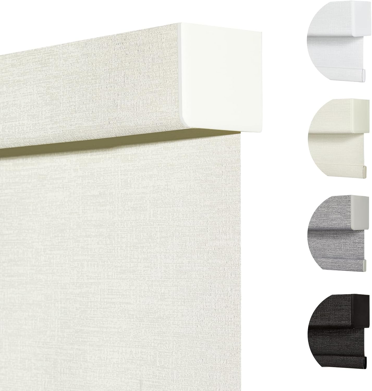 Persilux Blackout Shades for Windows Cordless Roller Blinds, Roller Windows Shades for Home with Fabric Attached Valance, UV Protections Easy Installation for Door/Office, Limestone(37" W x 84" H)