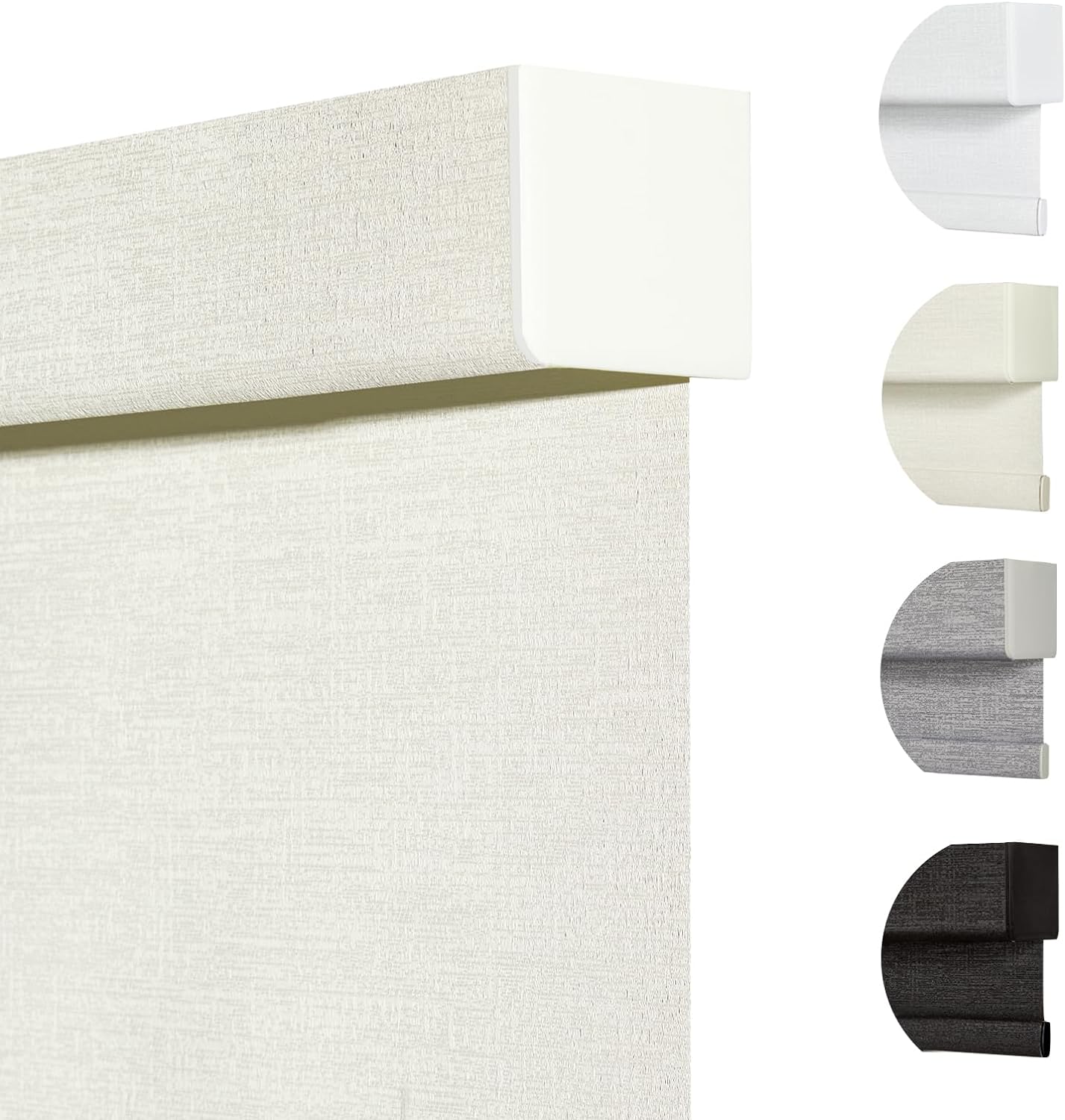 Persilux Blackout Shades for Windows Cordless Roller Blinds, Roller Windows Shades for Home with Fabric Attached Valance, UV Protections Easy Installation for Door/Office, Limestone(48.5" W x 84" H)