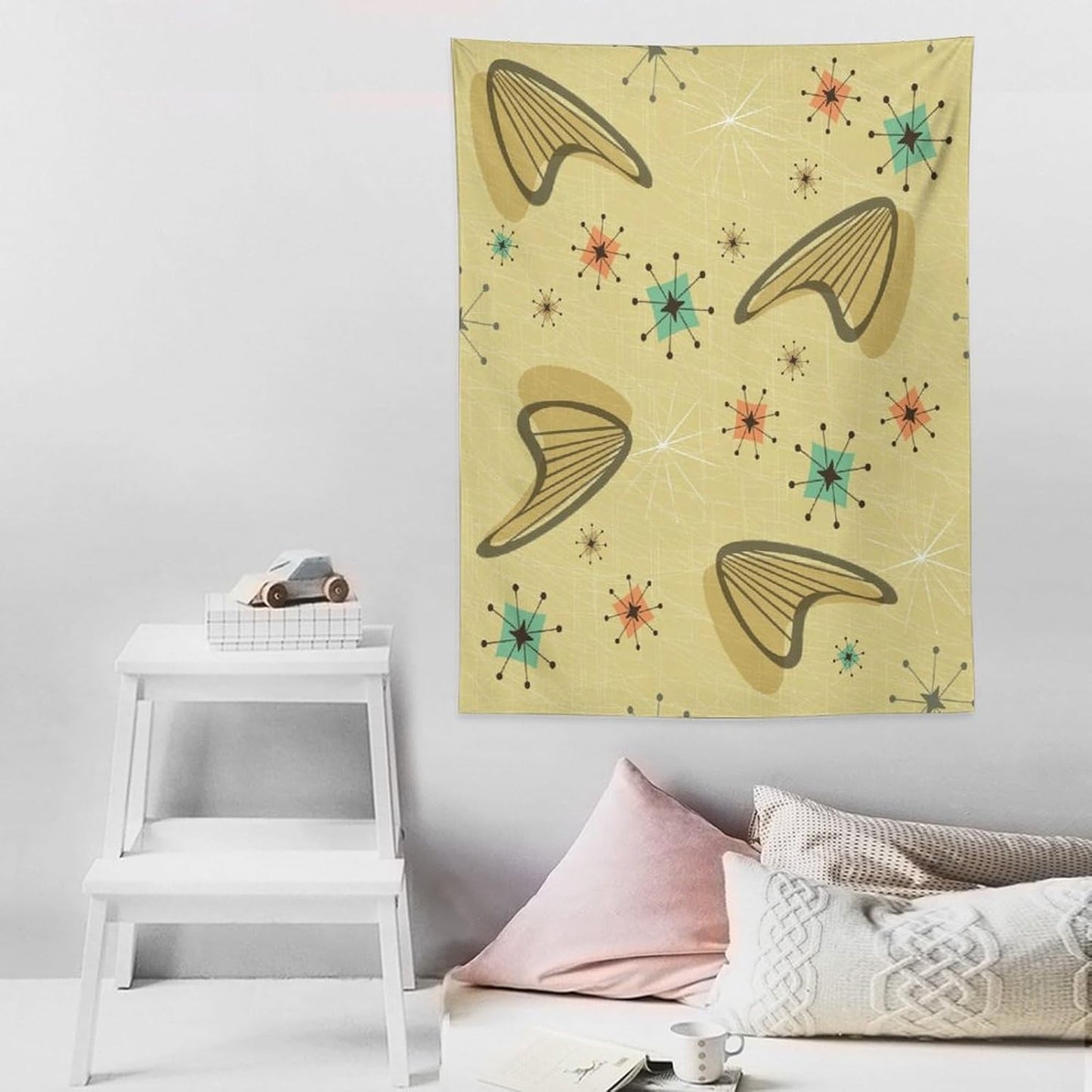 ICMOLYYENLO Boho Medieval Cat Tapestry, Abstract Atomic Starburst Geometric Aesthetic Art Wall Hanging For Bedroom Living Room Dormitory 40x60 Inches