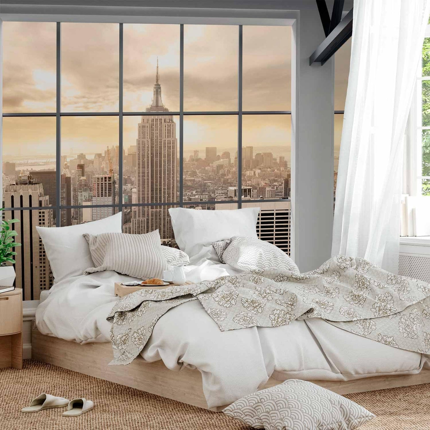 artgeist Wall Mural Peel and Stick New York City 212x98 in - XXL Self-Adhesive Corner Wallpaper Removable Large Sticker Foil Angle Wallpaper Wall Decor Print Window View Skyline Panorama c-A-0074-a-e