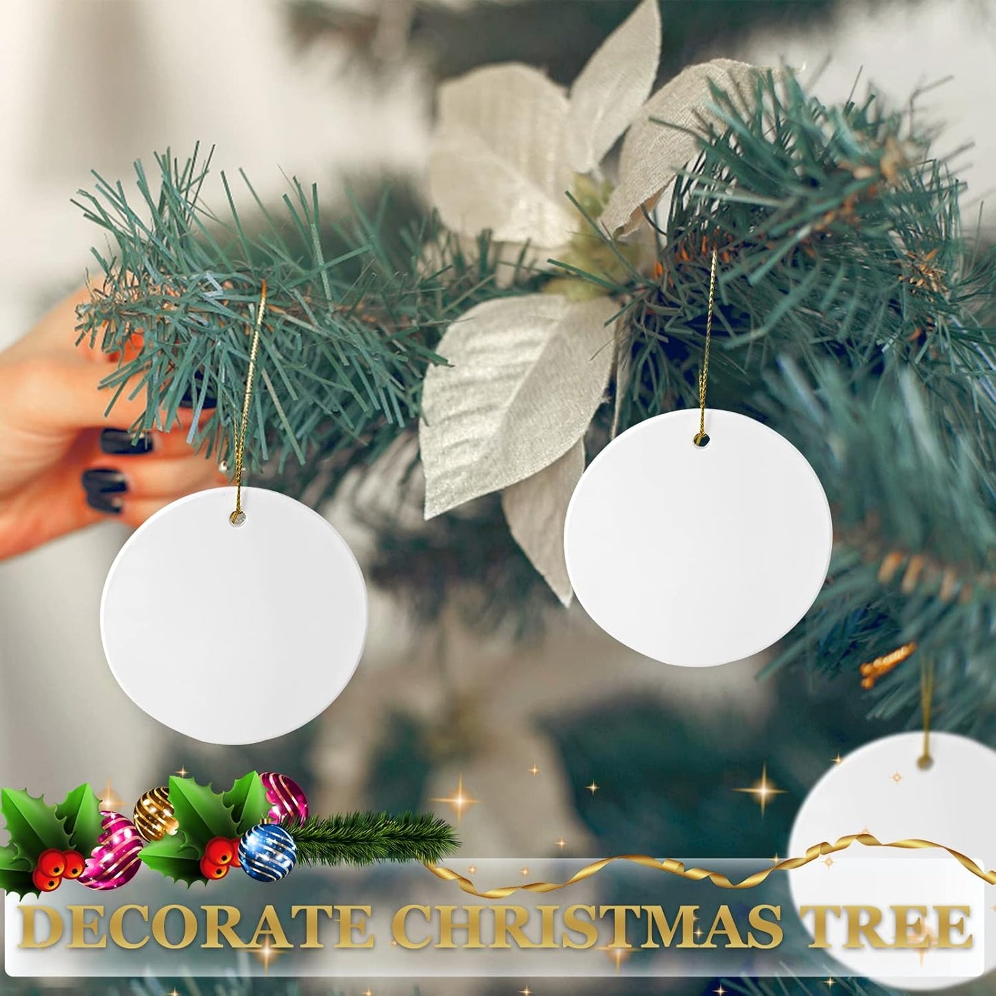 Sublimation Ceramic Ornament Blanks - 25PC Bulk White Round Porcelain Discs for Heat Press Printing - Personalized Xmas Tree Keepsake Crafts Gift