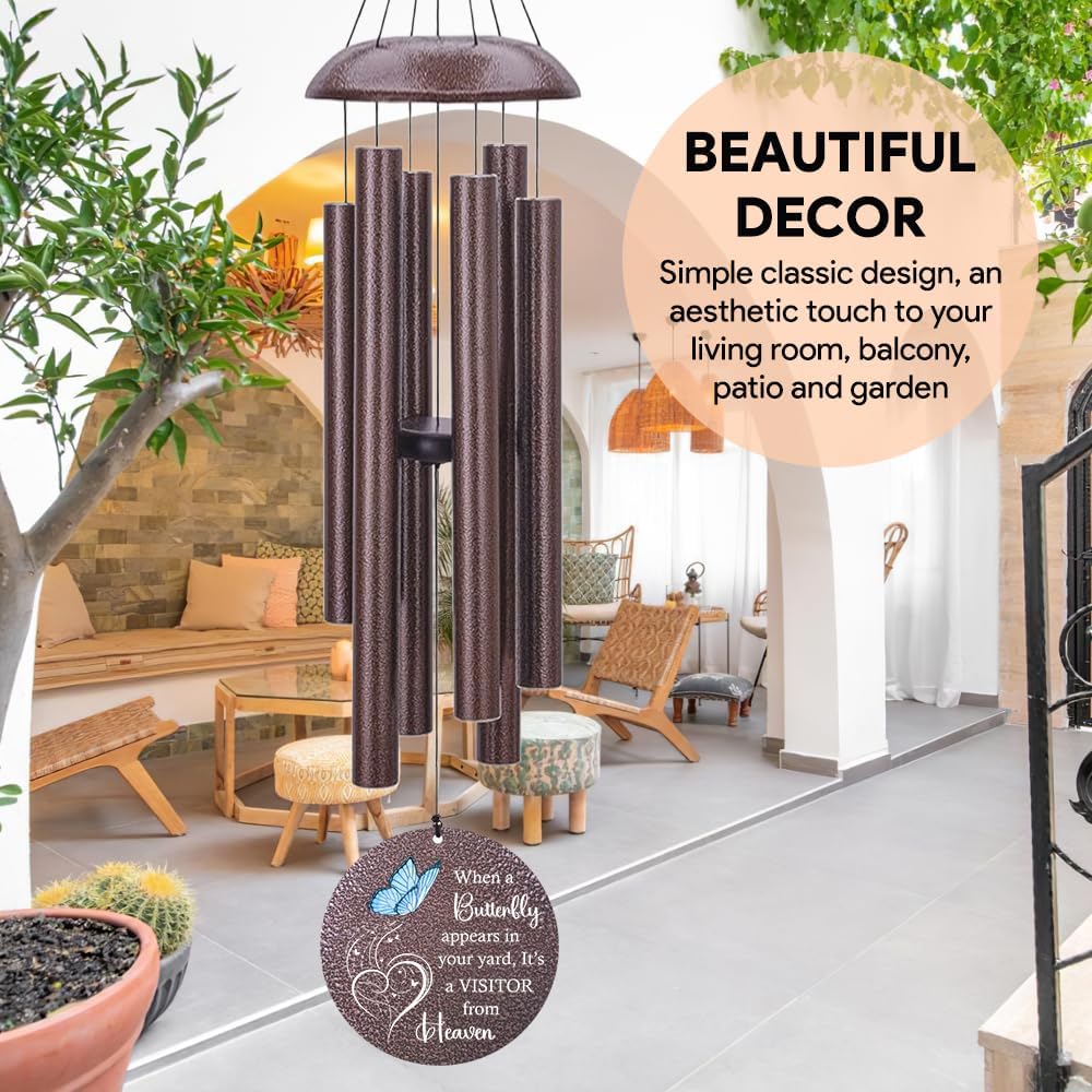 Sympathy Wind Chimes, Personalized Butterfly Wind Chimes for Loss of Loved One, Commemorative Sympathy Gifts for Funeral, in Memory of Dad/Mom/Husband/Wife