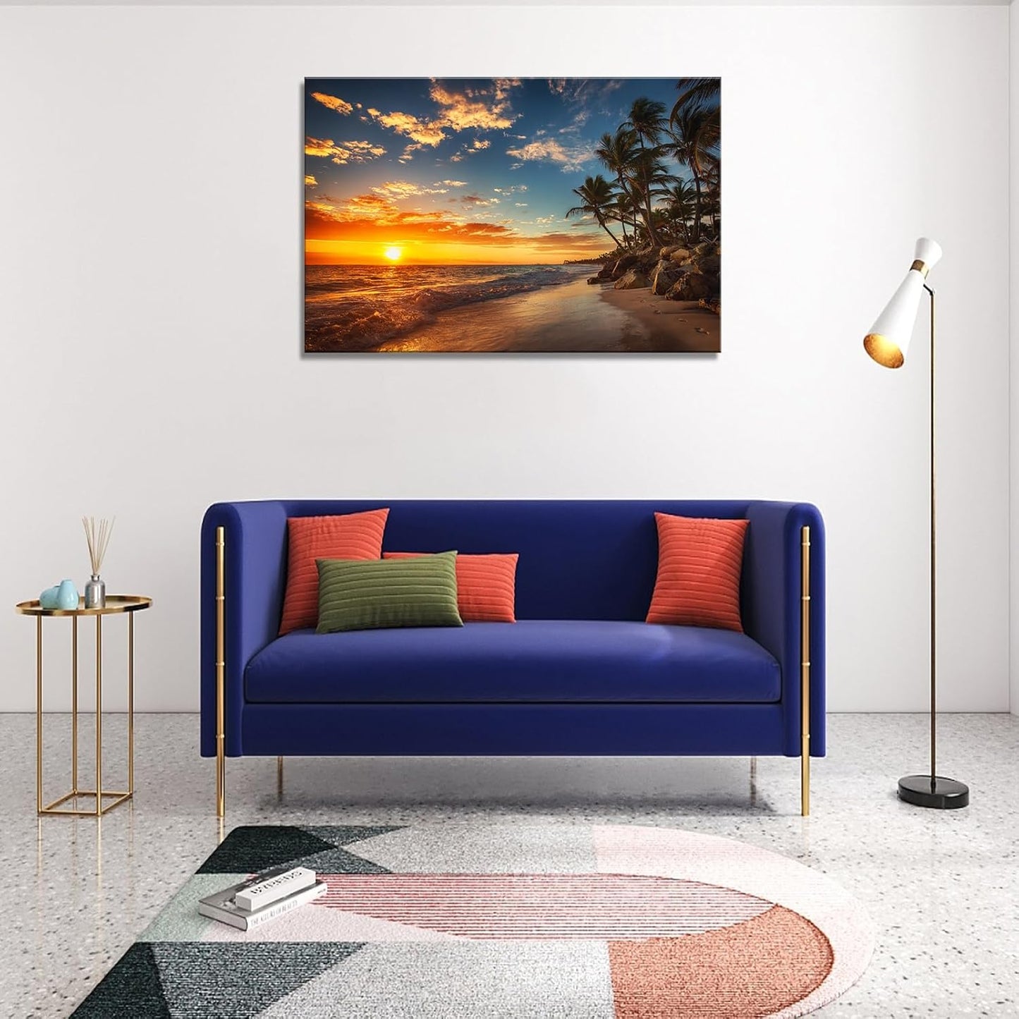 DZL Art S74781 Canvas Painting Print Paradise Tropical Island Beach with Palms Photograph Print Nature Pictures Wall Art Canvas Prints Painting for Living Room Bedroom Decor Office Wall Decor