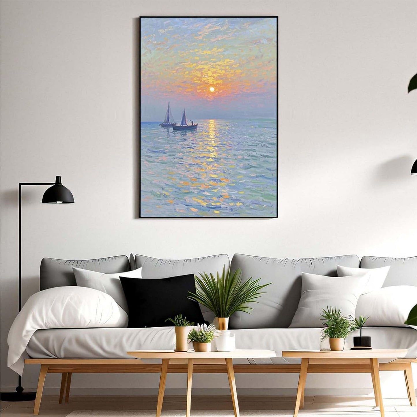 Coastal sailboat scenery poster art decor ocean nautical room decor beautiful sailboat seascape decor suitable for beach villa