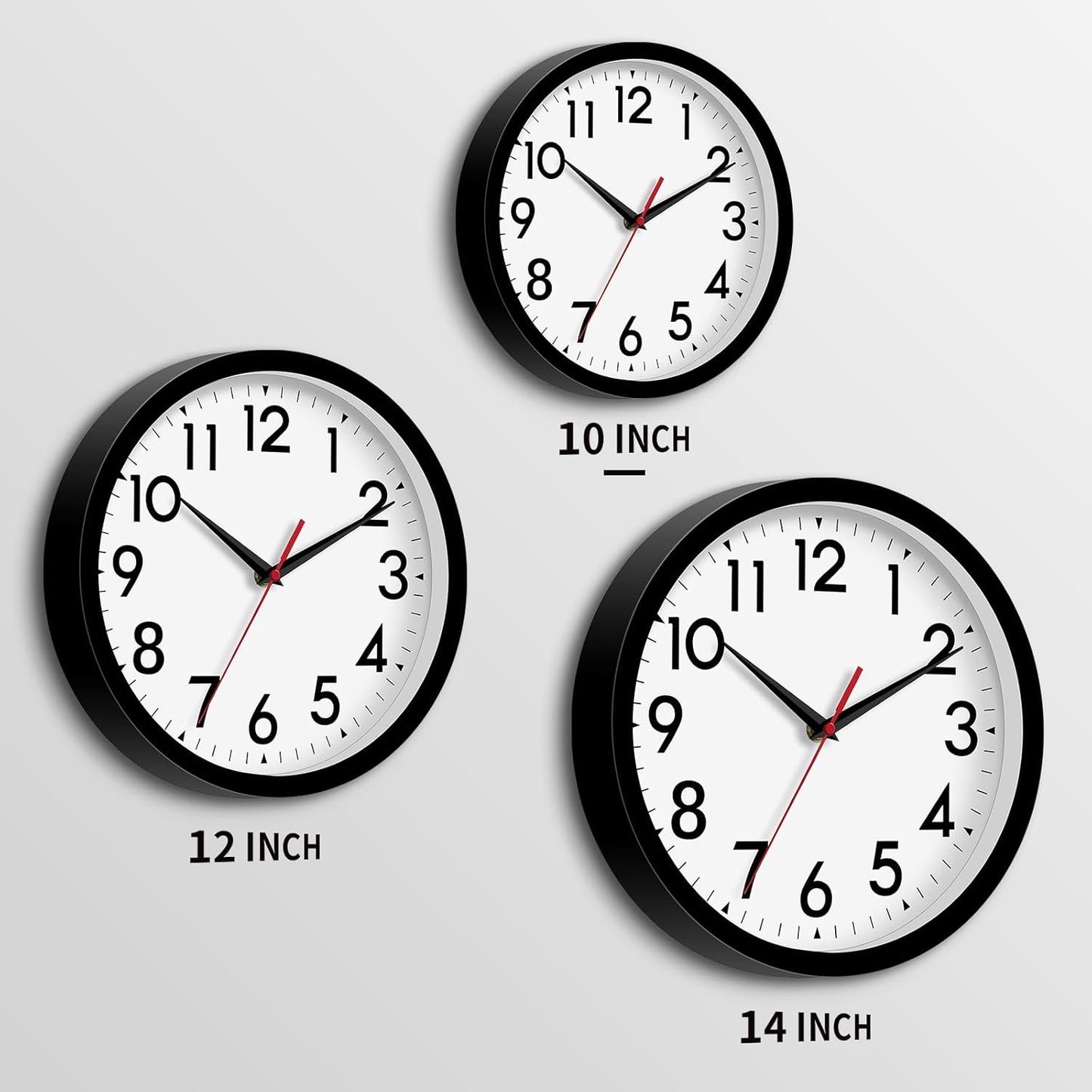 Wall Clock Analog 10 Inch Silent Non Ticking Battery Operated Modern Decorative for Living Room Kitchen Office Bedroom Bathroom(Black)