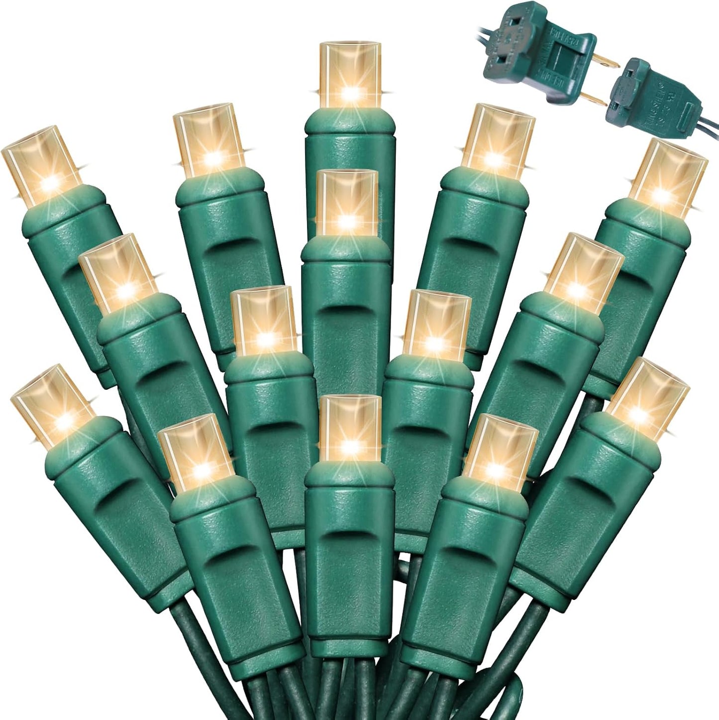 1200LED (24pk of 50L) String Lights, LED Christmas Lights, 6" SPACING,Green Wire,Warm White