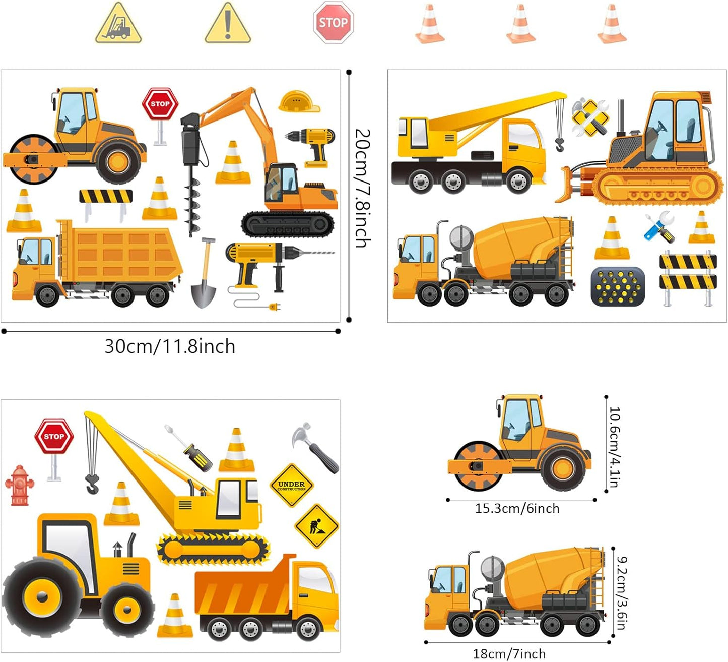 Glow in The Dark Construction Wall Decals,Luminous Construction Wall Stickers Decals Glowing Self-Adhesive Truck Car Excavator Stickers for Ceiling Decor Kids Baby Room Wall Stickers Decor Boys Gifts