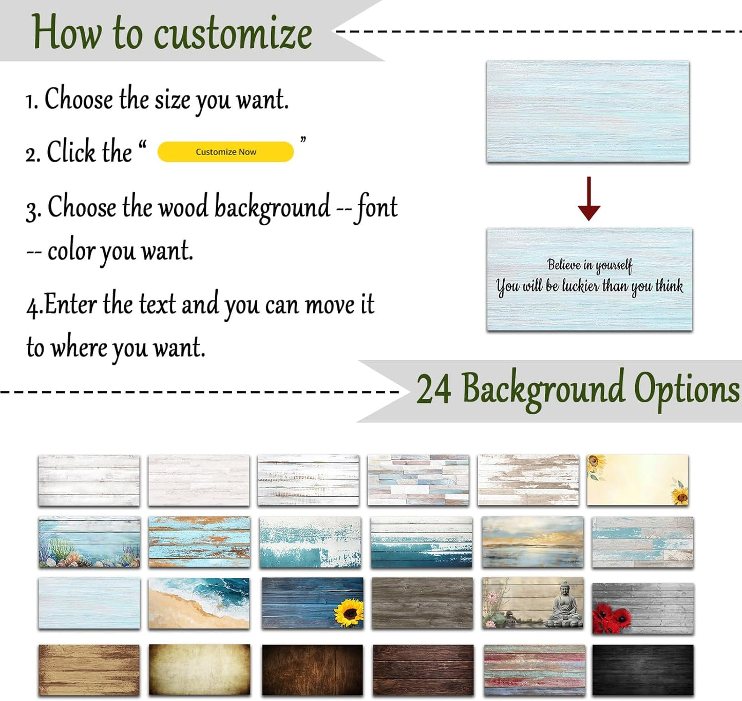 CHAOSETKEN Custom Text Sign Wall Art Personalized Family Quote Wall Decor Family Sign Canvas Prints Customized Wood Text Quote Pictures Rustic Farmhouse Decor Framed (12L x 6W)