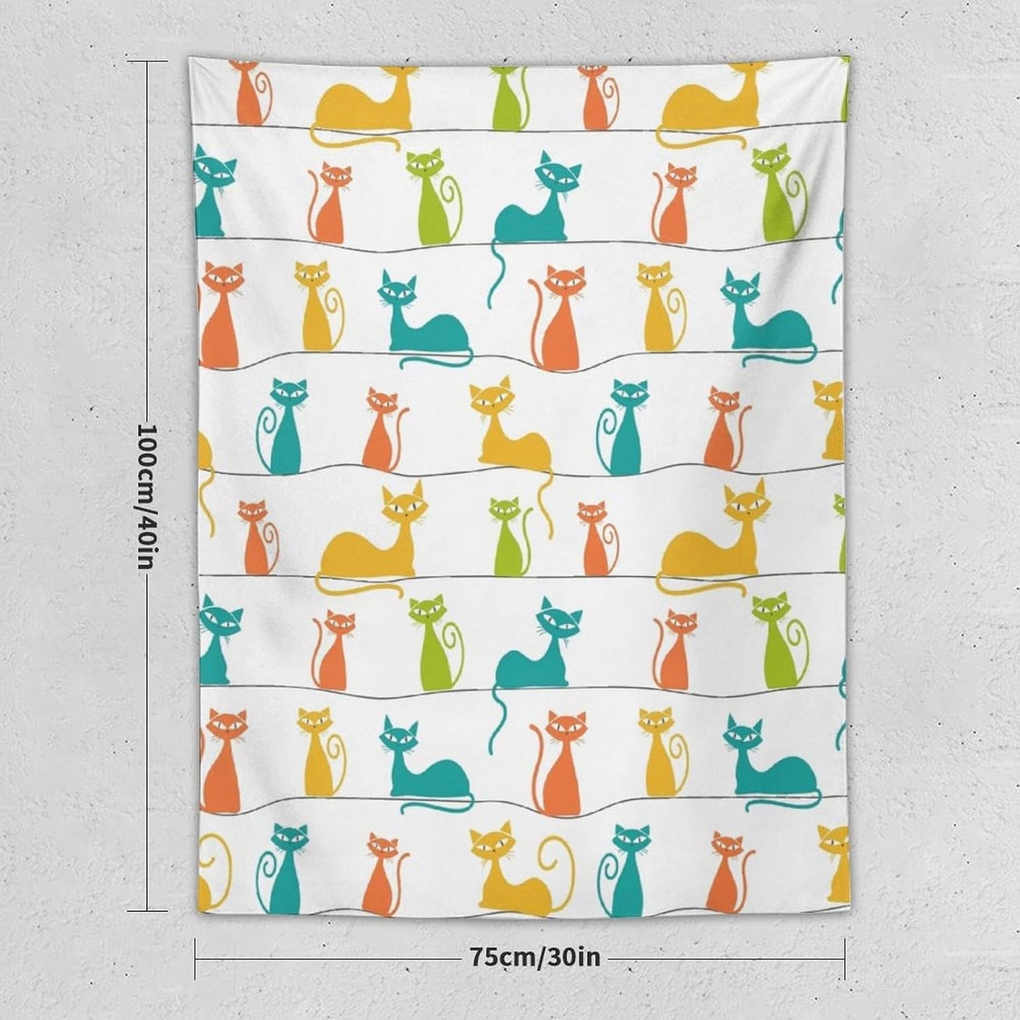 ICMOLYYENLO Boho Medieval Cat Tapestry, Abstract Atomic Starburst Geometric Aesthetic Art Wall Hanging For Bedroom Living Room Dormitory 60x80 Inches
