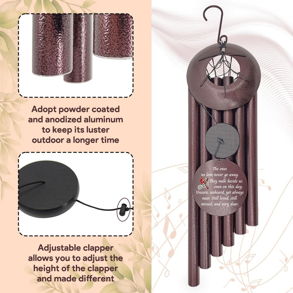 Personalized Wind Chime Memorial, Cardinal Memorial Gift, Sympathy Chimes, Wind Chimes for Loss of Loved One, in Memory of a Late Friend, Bereavement/Sympathy for Remembrance