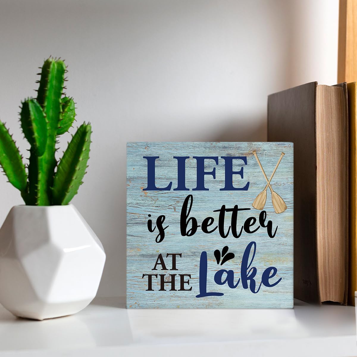 Lake House Decor Summer Lake Decorations Lake Life Wooden Sign Rustic Home Decor 5 x 5 Inches