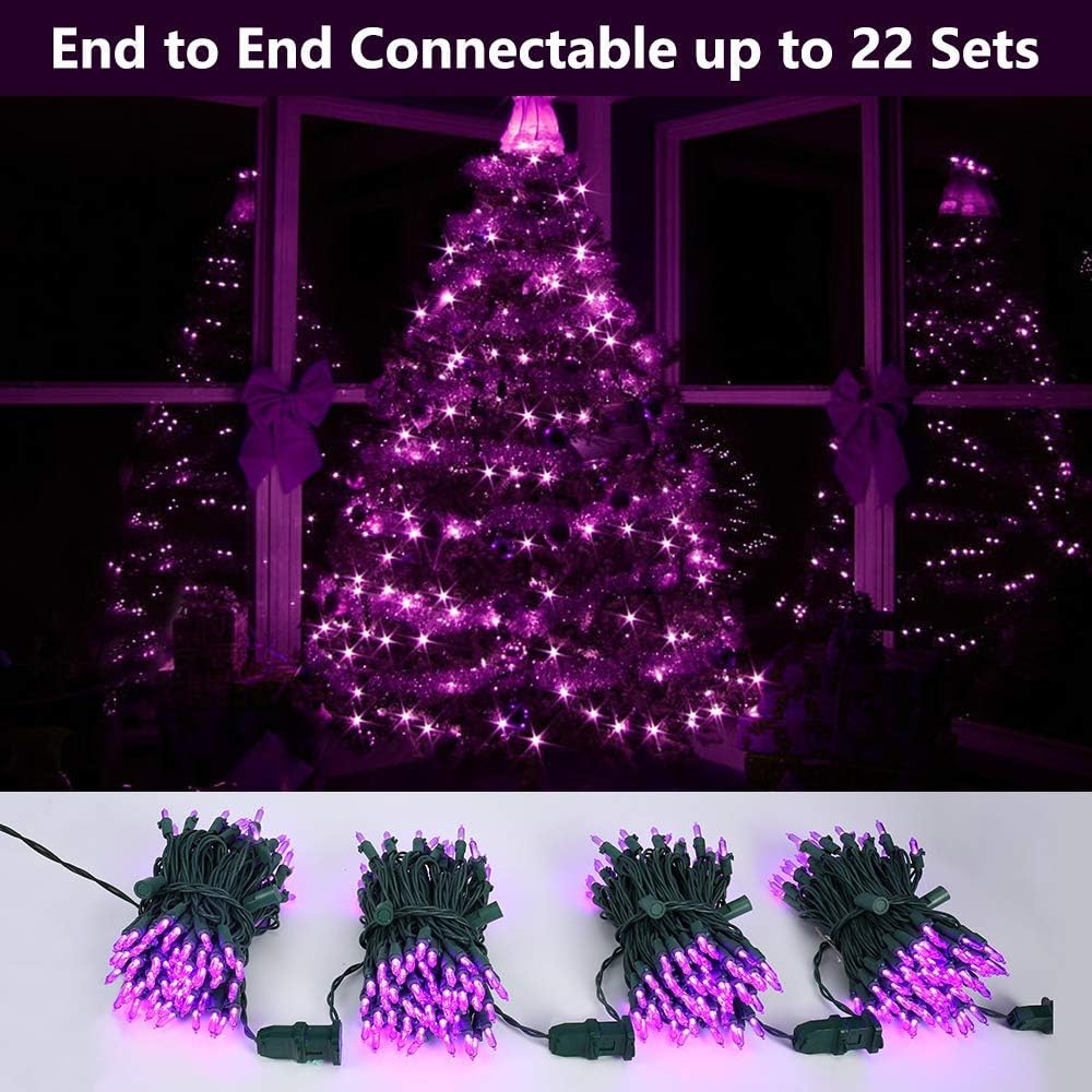 Brizled Purple Halloween Lights, 33ft 100 LED Halloween Lights Outdoor, Connectable Purple String Light 120V UL Certified Christmas Tree Light, Indoor Xmas Light for Xmas Tree Party Home Decorations