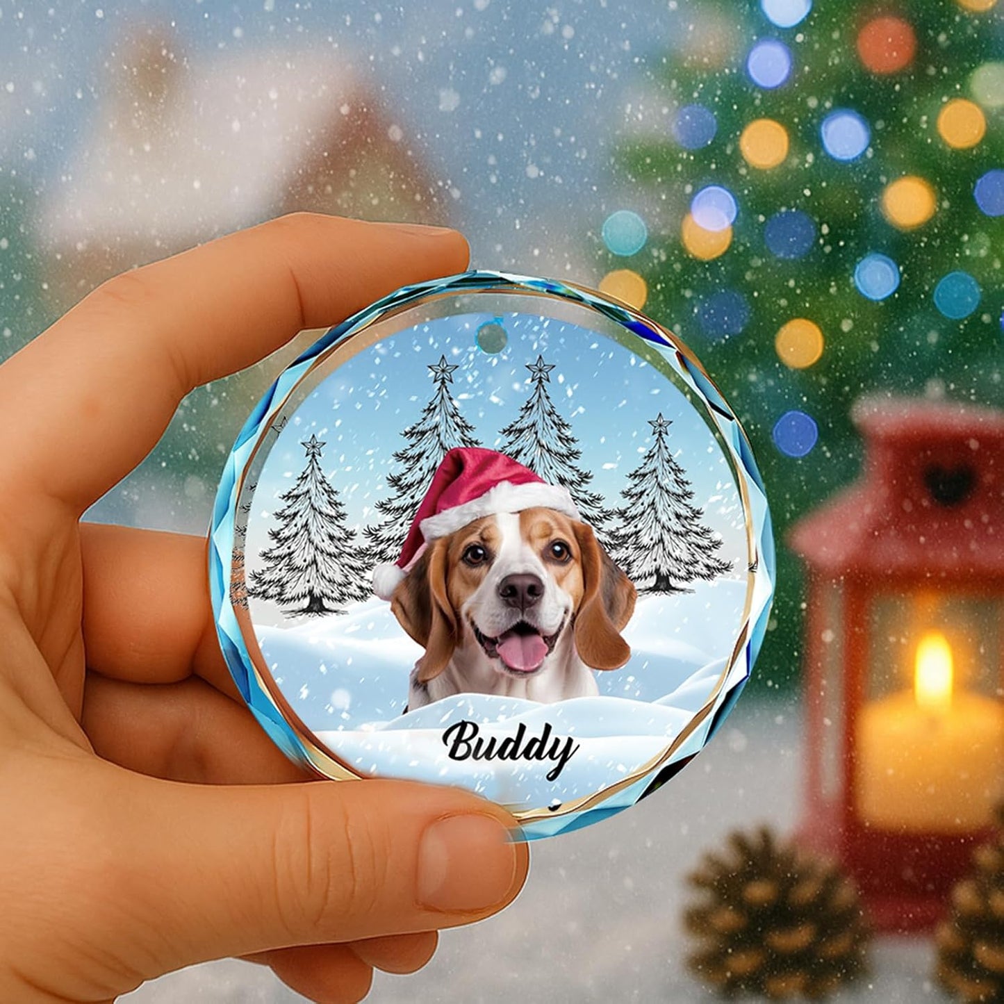 Personalized Photo Crystal Ornament, 2025 Custom Pet Engraved Christmas Keepsake, Memorial Gift for Dog, Cat