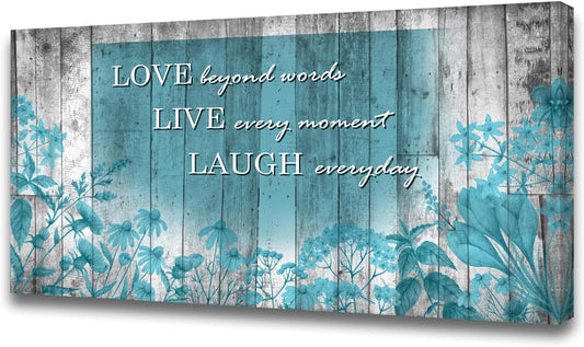 Cao Gen Decor Art S07075 Wall Art Motivational Quotes Canvas Prints 1 Panels Teal Flowers Abstract Pictures Paintings Stretched and Framed for Living Room Bedroom Kicthen Office Artwork